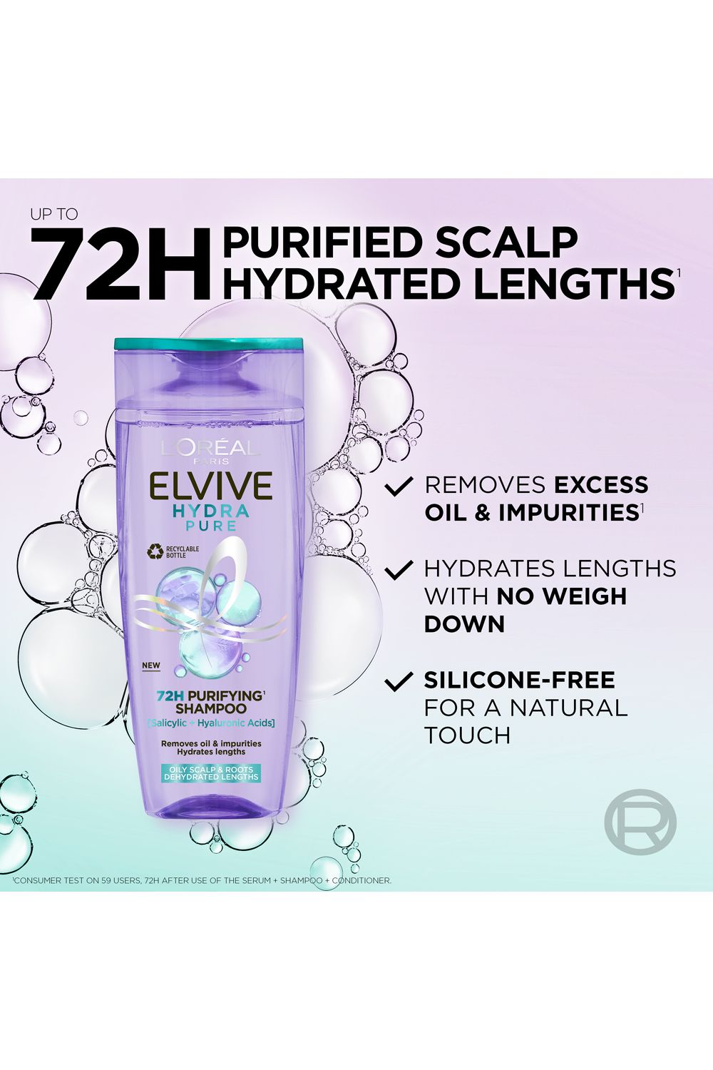 L'Oréal Paris Elvive Hydra Pure Shampoo, with Hyaluronic & Salicylic Acids