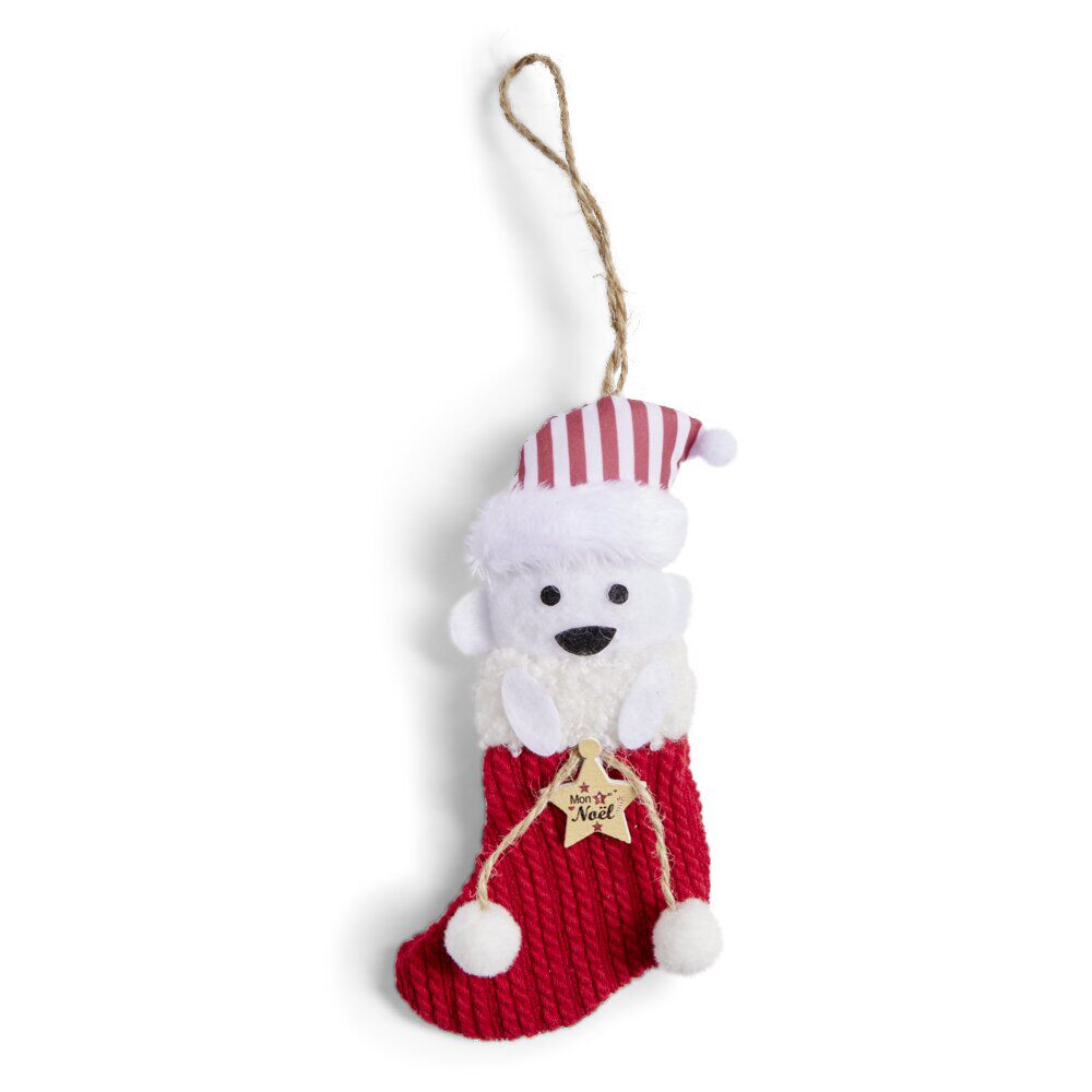 Chaussette à suspendre ourson "Mon 1er No&euml;l" 7,5x15cm