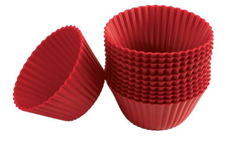MASTER Chef Silicone Non-Stick Baking Cups, Red, 12-pk