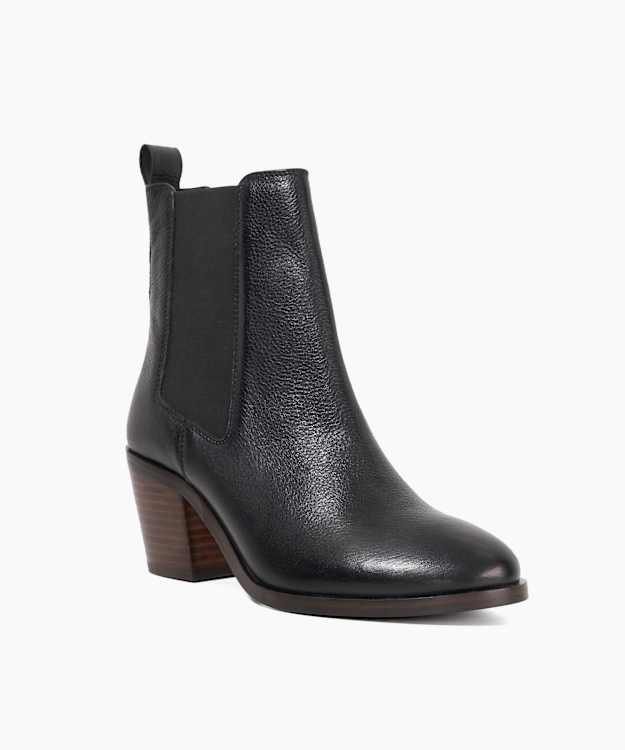Pasil Black - Almond Toe Block Heel Ankle Boots