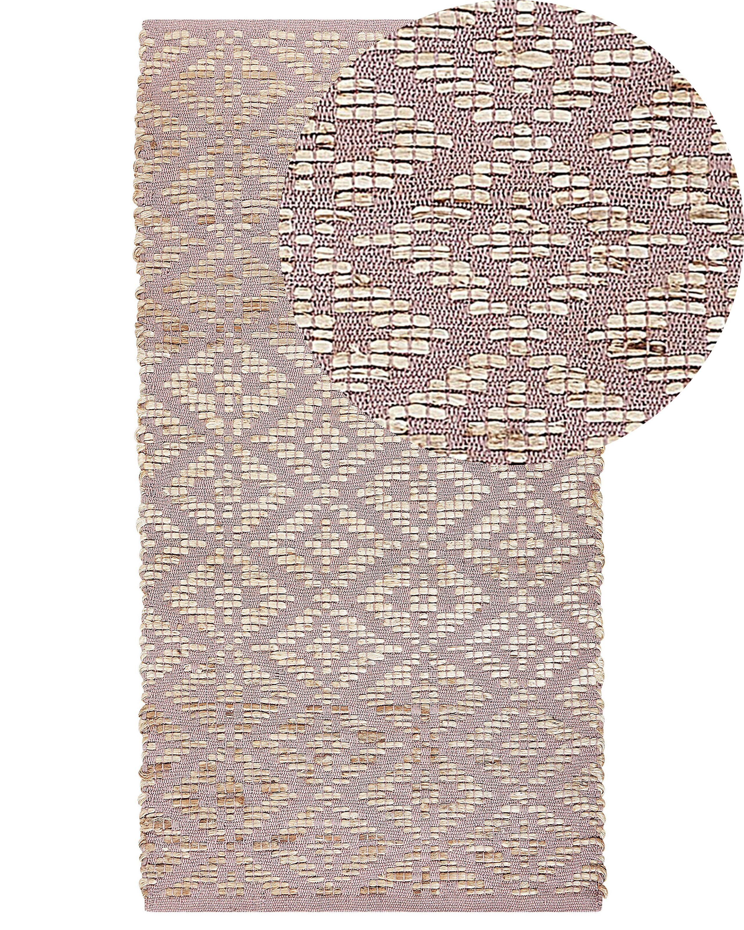 Dywan prostokątny jutowy 80x150 cm beżowo-różowy