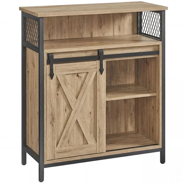 Komoda loft z drzwiami przesuwnymi 70x30x80 cm dąb artisan