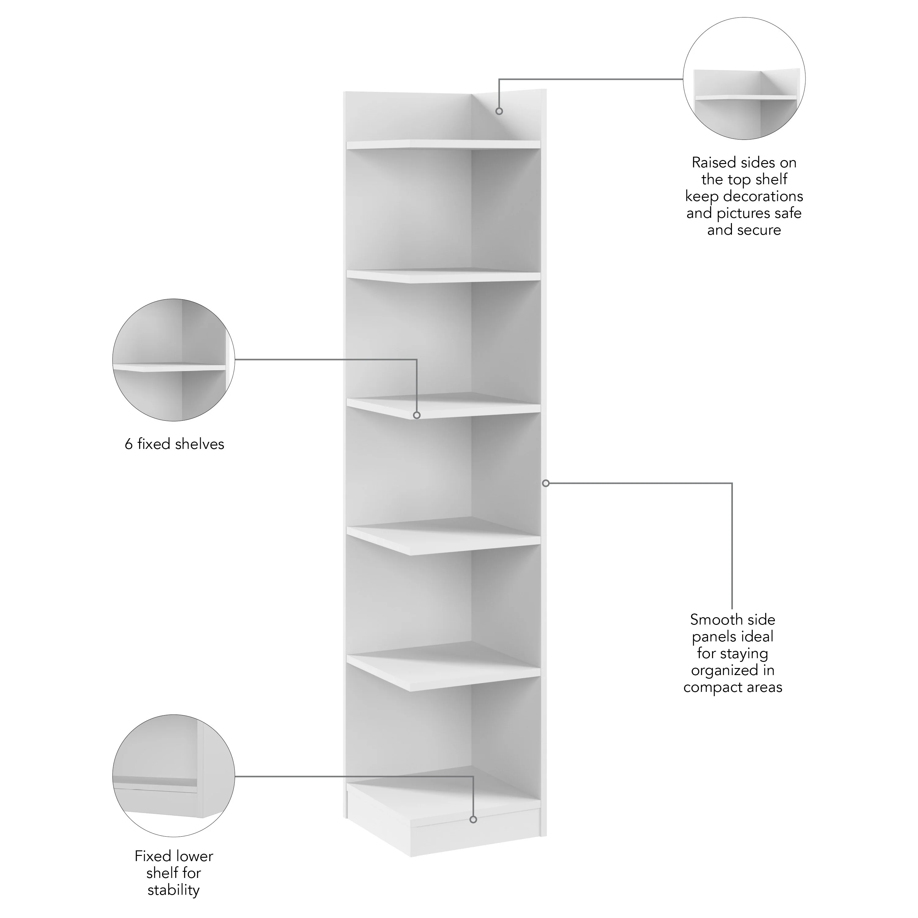 Bush Furniture Universal 15W Tall Corner Bookshelf Storage