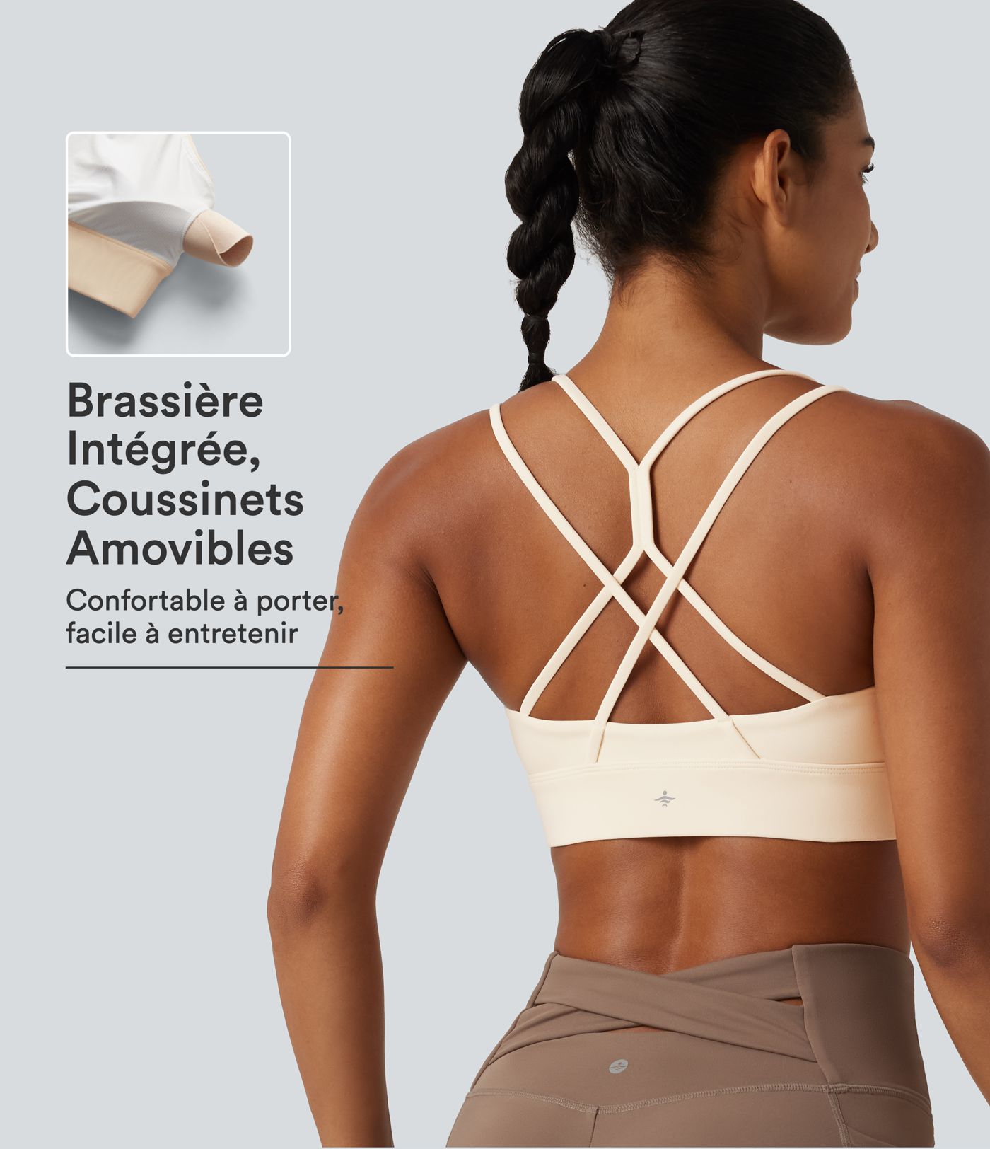 Brassière de yoga SoftlyZero™ Plush à maintien léger, dos croisé et coussinets amovibles
