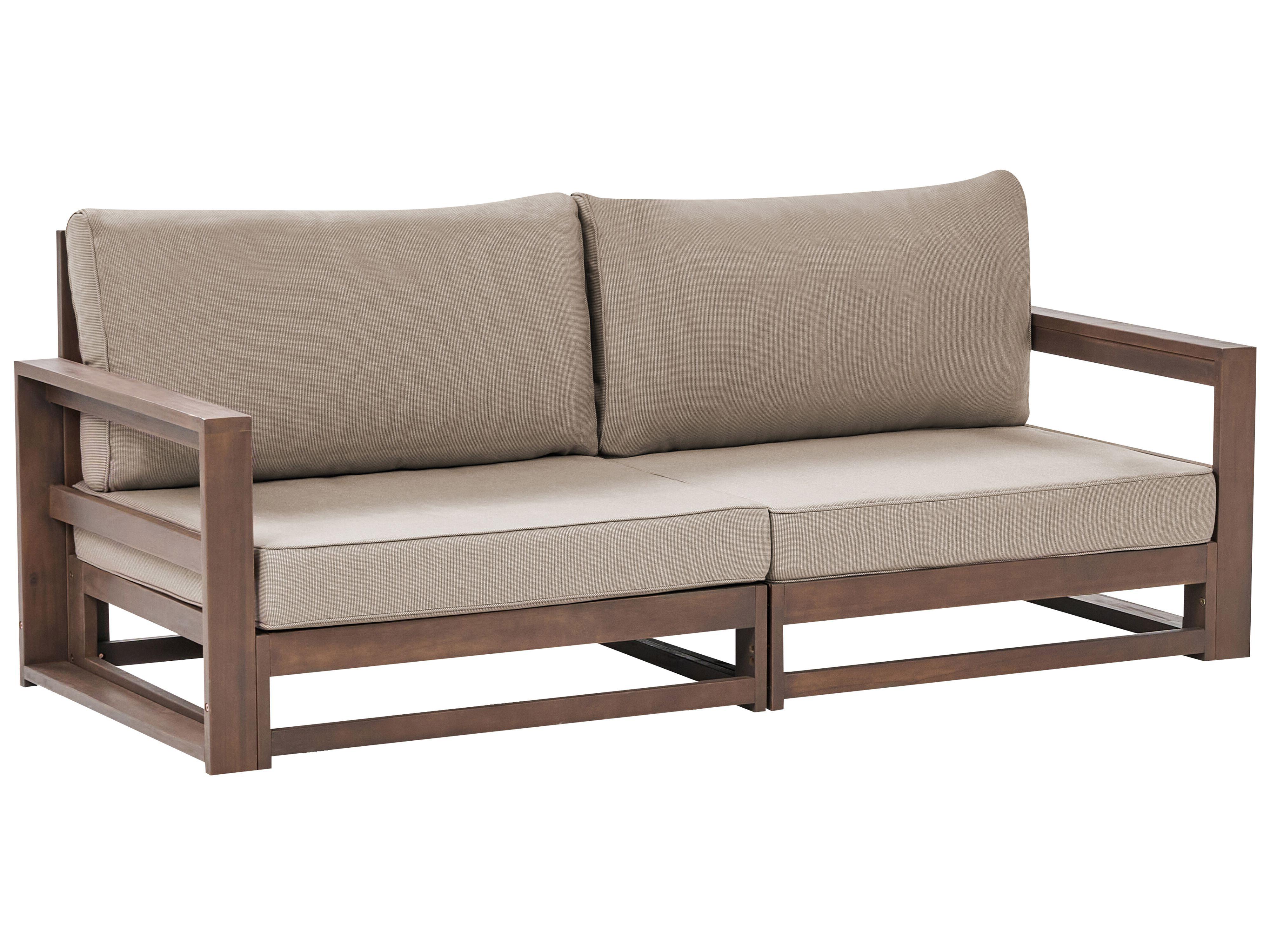 Garden Corner Sofa 2 Seater TIMOR Modular Certified Acacia Wood Dark Brown