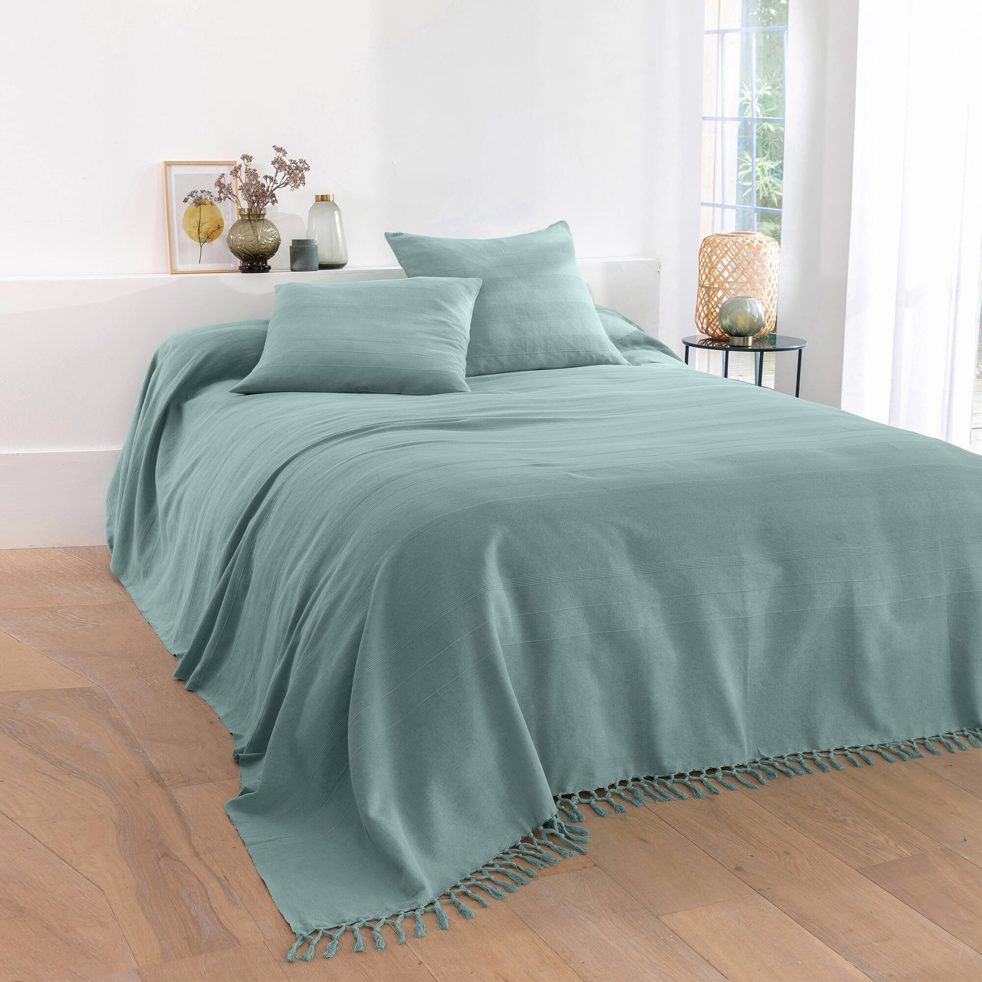Housse coussin unie coton tissage artisanal - lot de 2