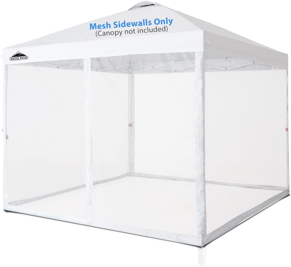 4 Mesh Sidewalls for EAGLE PEAK 10x10 Straight Leg Pop Up Canopy, White (Sidewalls ONLY, Canopy Frame and Top Not Included)