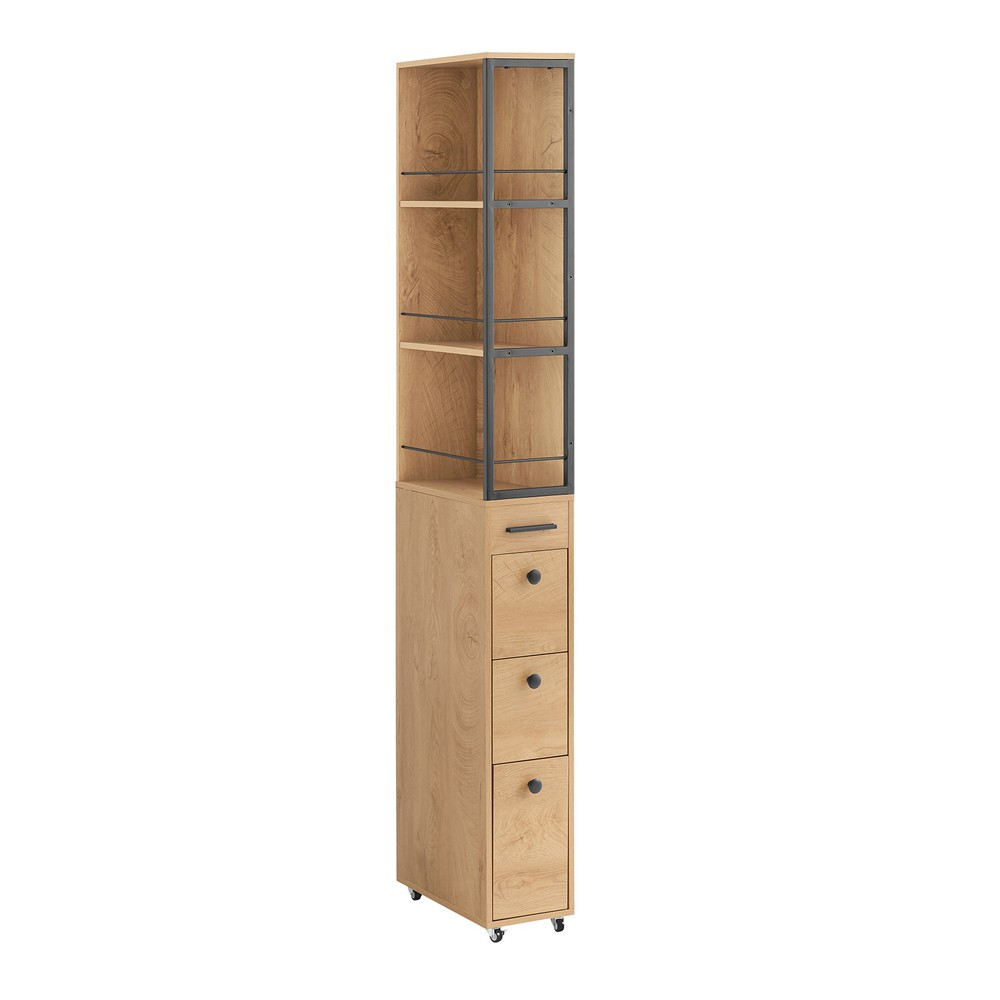 SoBuy Słupek łazienkowy z trzema szufladami 40x20x170cm NSR13-N