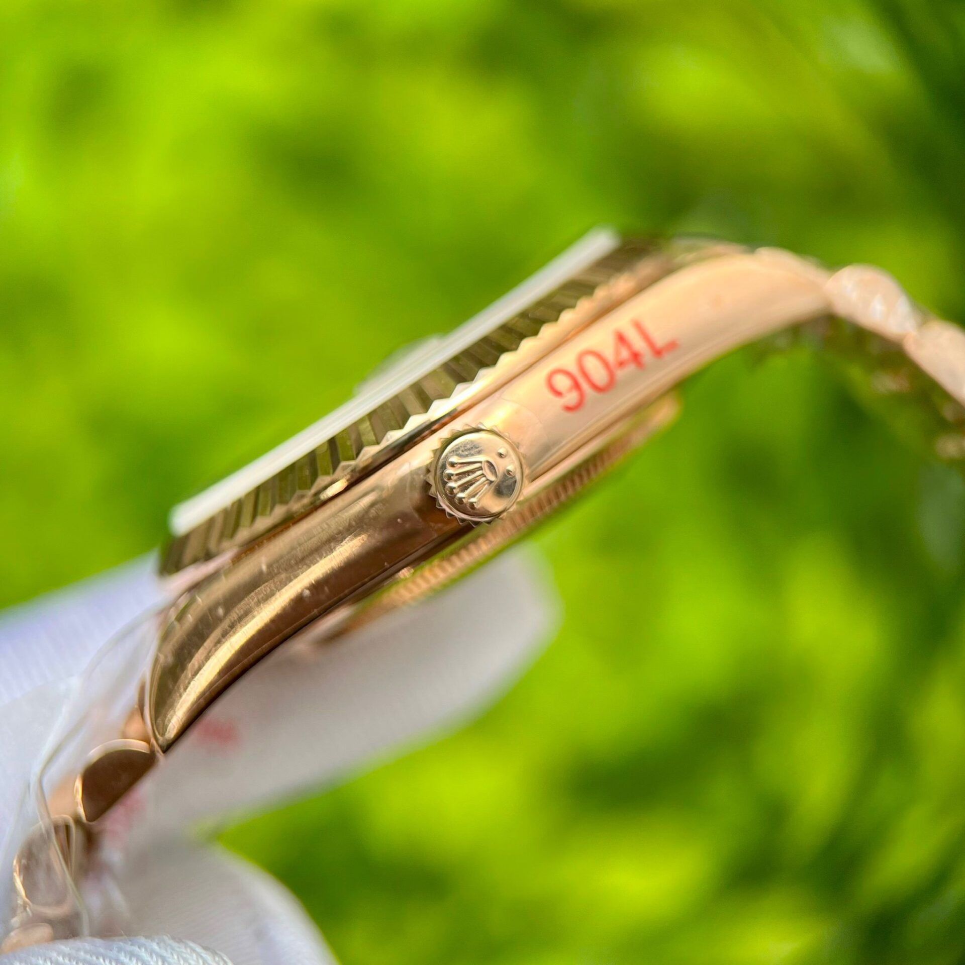 Rolex Day-Date 228235 RG Plated Pink Dial CZ Diamonds 40mm Super Clone