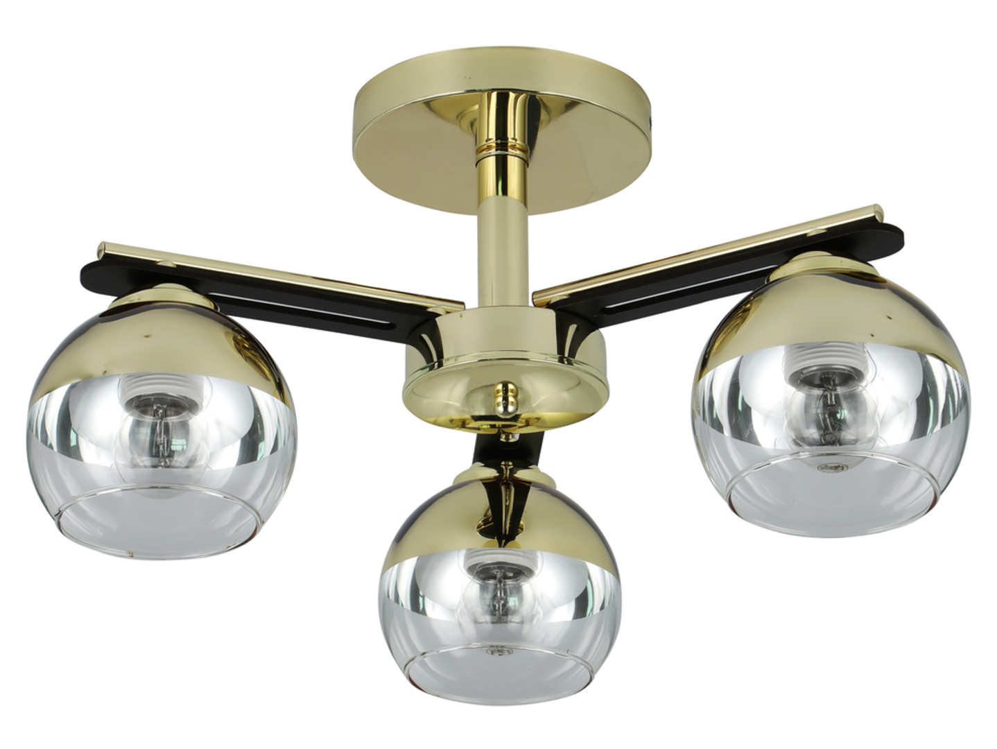Lampa sufitowa Momo 3-punktowa metalowa czarno-złota