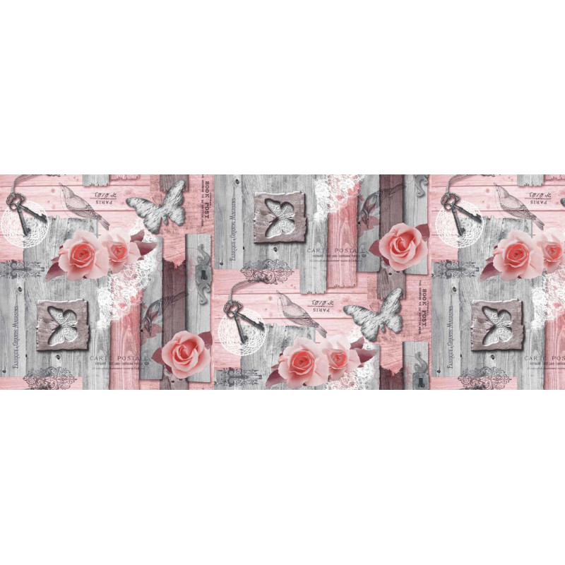 Toile cirée sur support non tissé Carte postale rose 140 cm au mètre HOBBYTEX