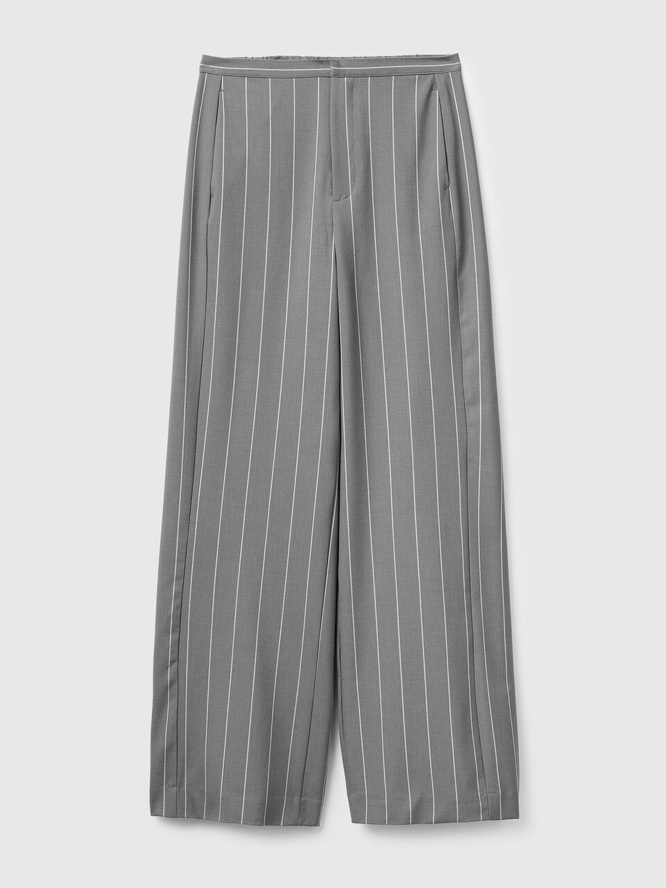Wide-leg pinstriped trousers