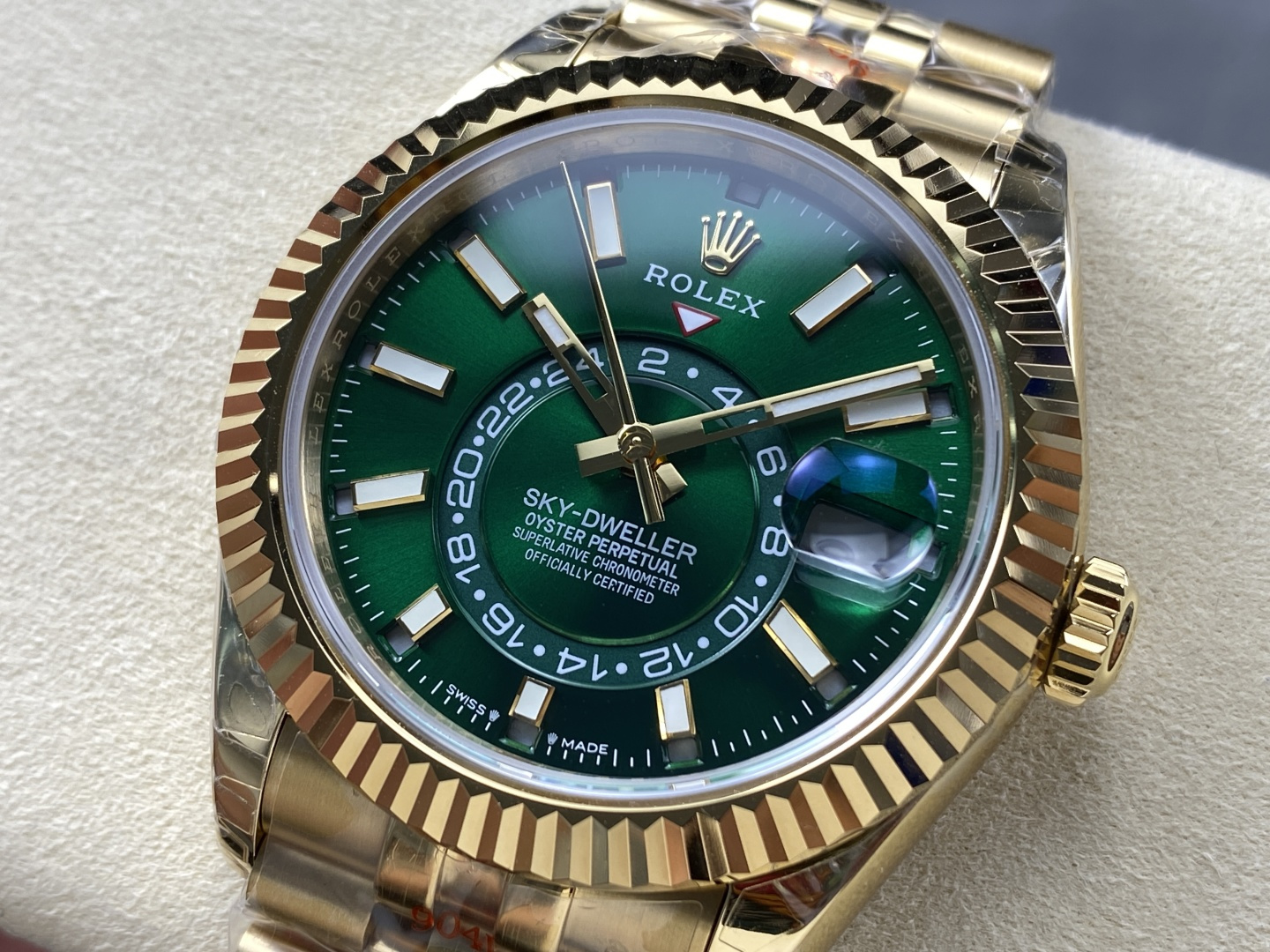 Rolex Sky-Dweller YG Plated Green Dial 42mm Jub Super Clone
