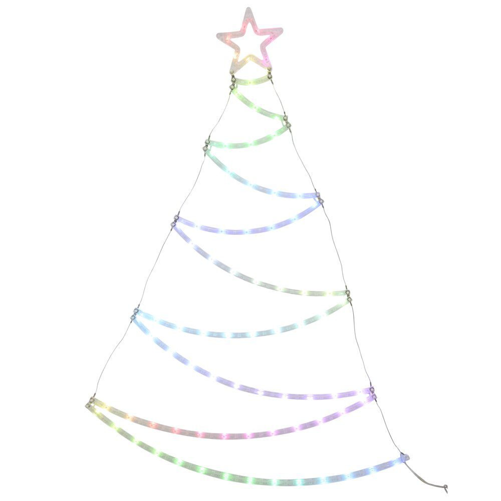 Sapin de No&euml;l lumineux 80LED effet gouttes d'eau multicolore H87cm