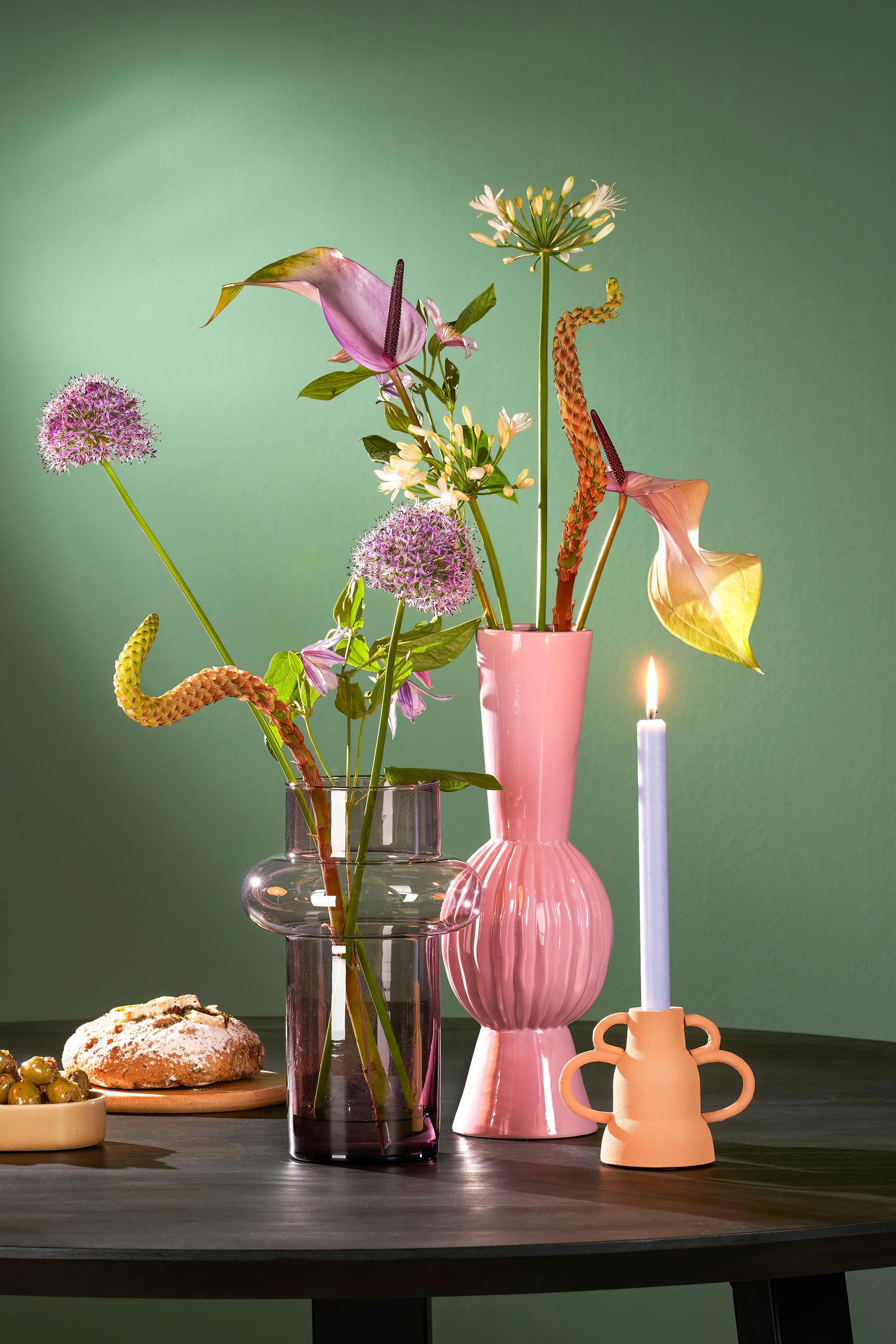 - Lot de 6 bougies longue en stéarine bleu clair