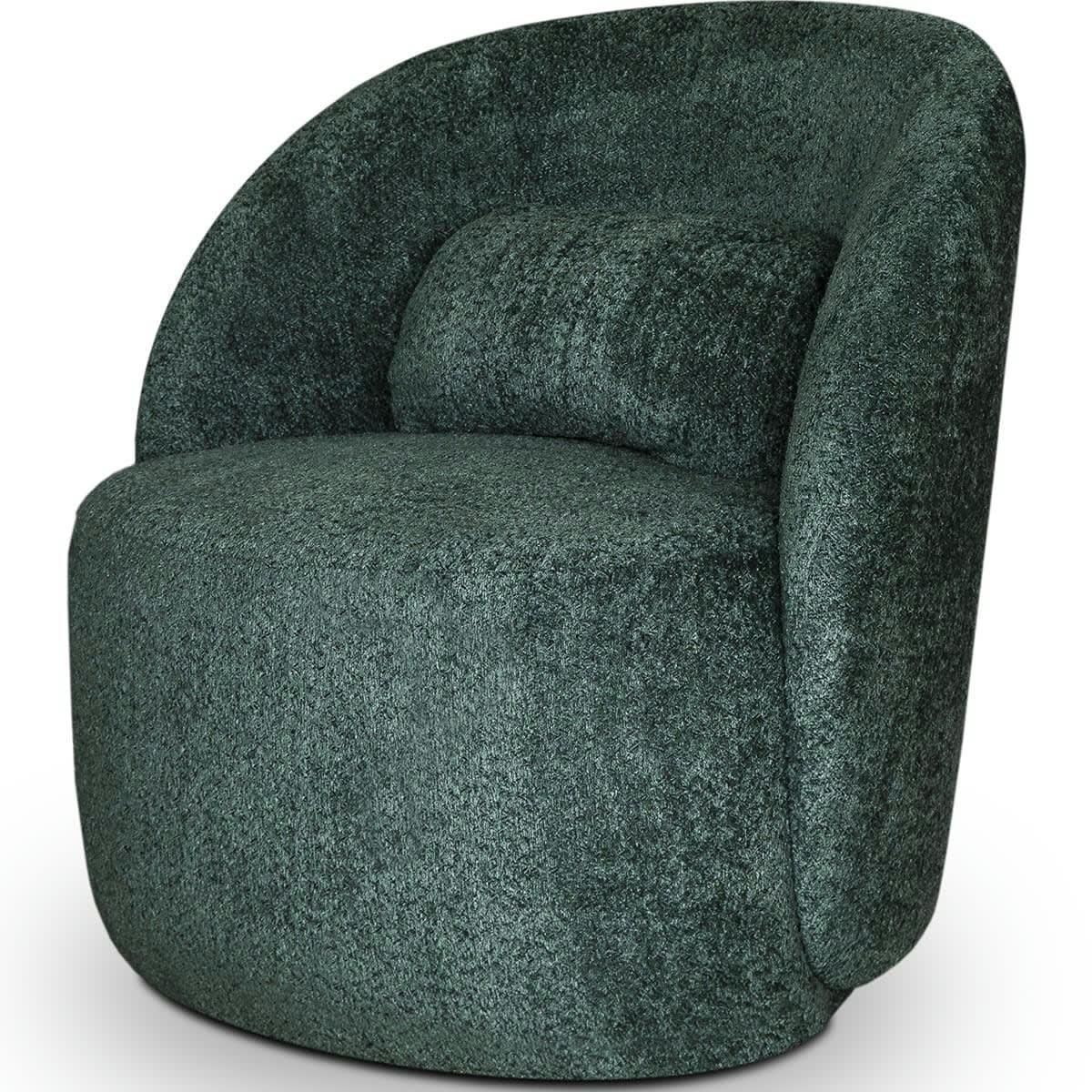 RONDO - Fauteuil en tissu bouclette vert foncé