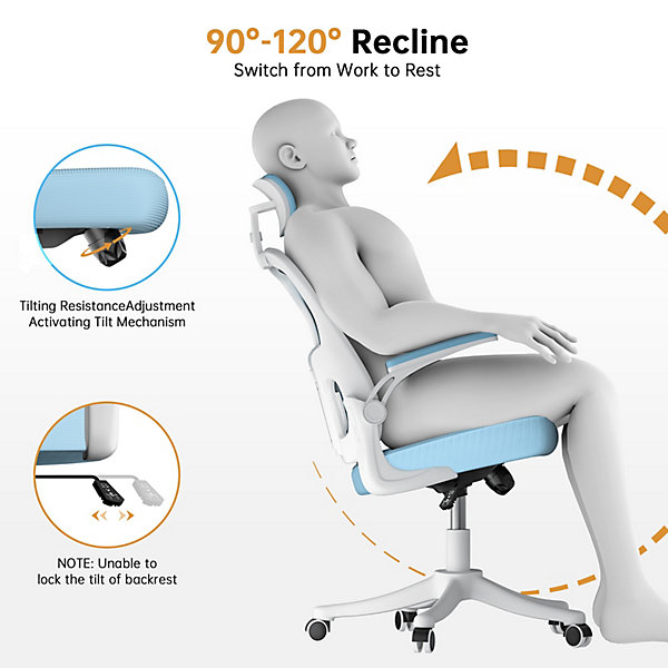Chaise de Bureau Ergonomique avec Support Lombaire, Accoudoirs et Appuie-tête Réglables