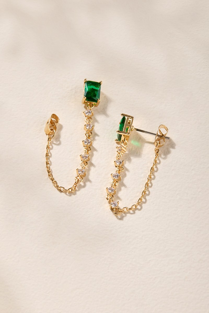 Marisol Emerald Chain Jacket Earrings