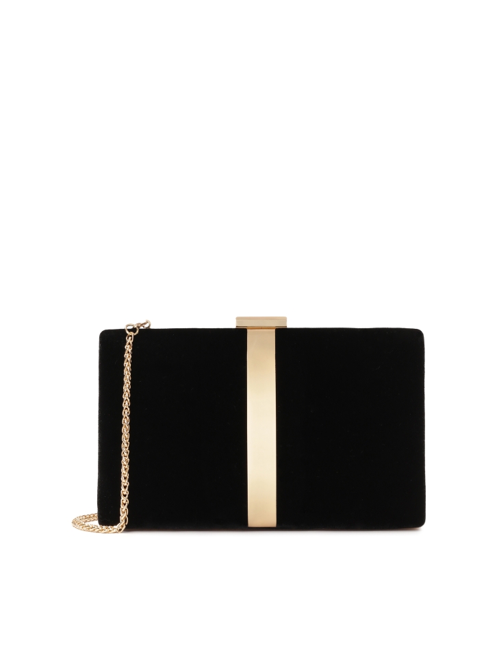 Elegant black velvet clutch bag