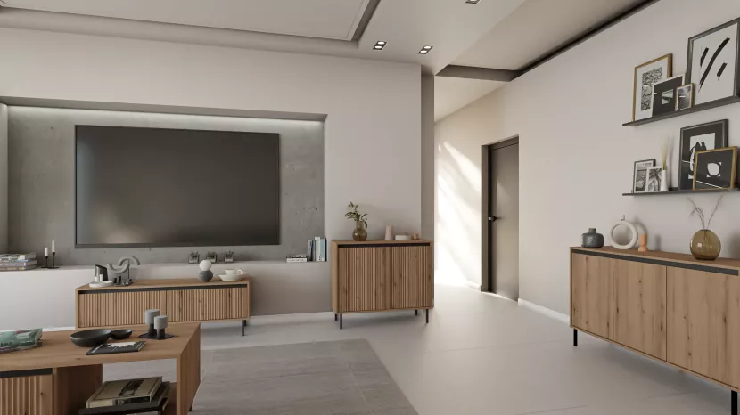 Komoda z ryflowanym frontem Yukashi 2F T812 dąb evoke