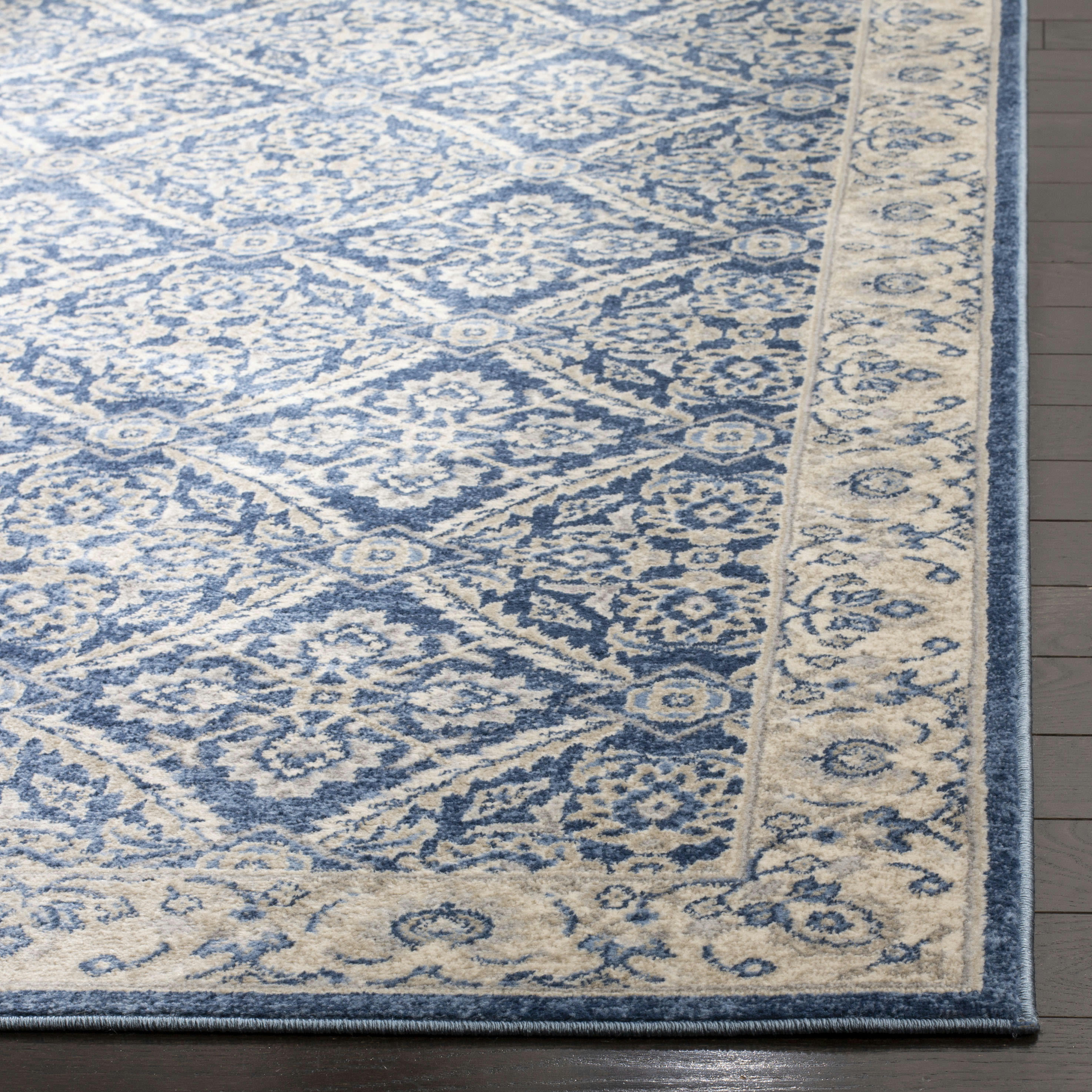 BRENTWOOD - Tapis de salon interieur en bleu marine & crème, 61 x 244 cm