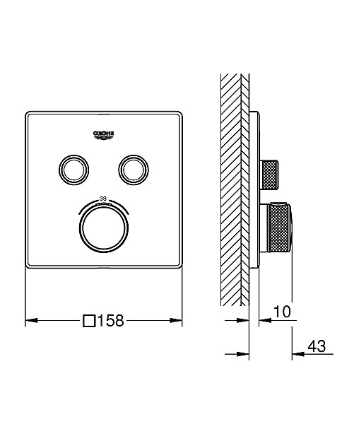 GROHE Grohtherm SmartControl Façade avec mitigeur thermostatique encastré 2 sorties 29124DC0