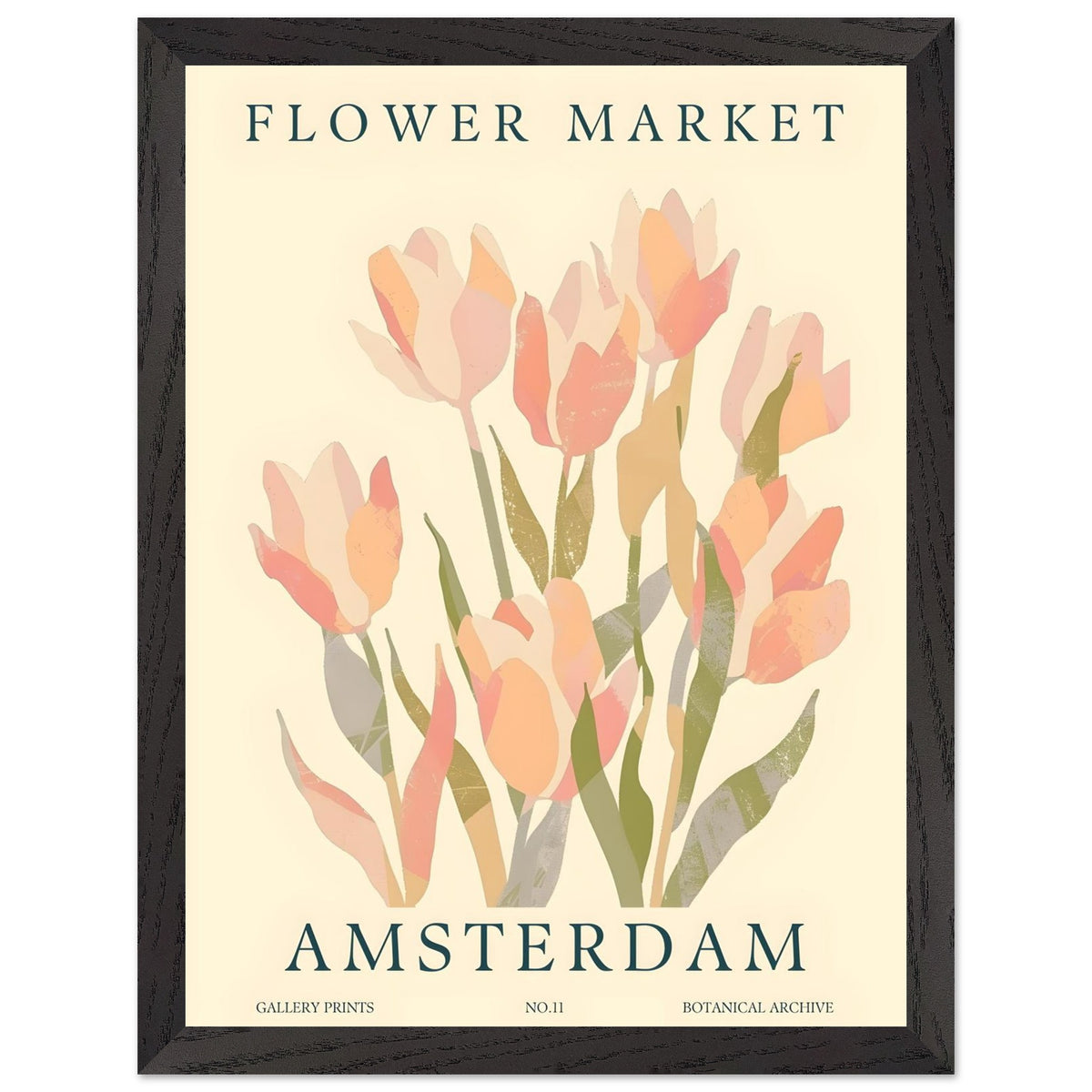 Artfulprints Poster met Lijst Flower market - Amsterdam III  - 30x40 cm - Roze