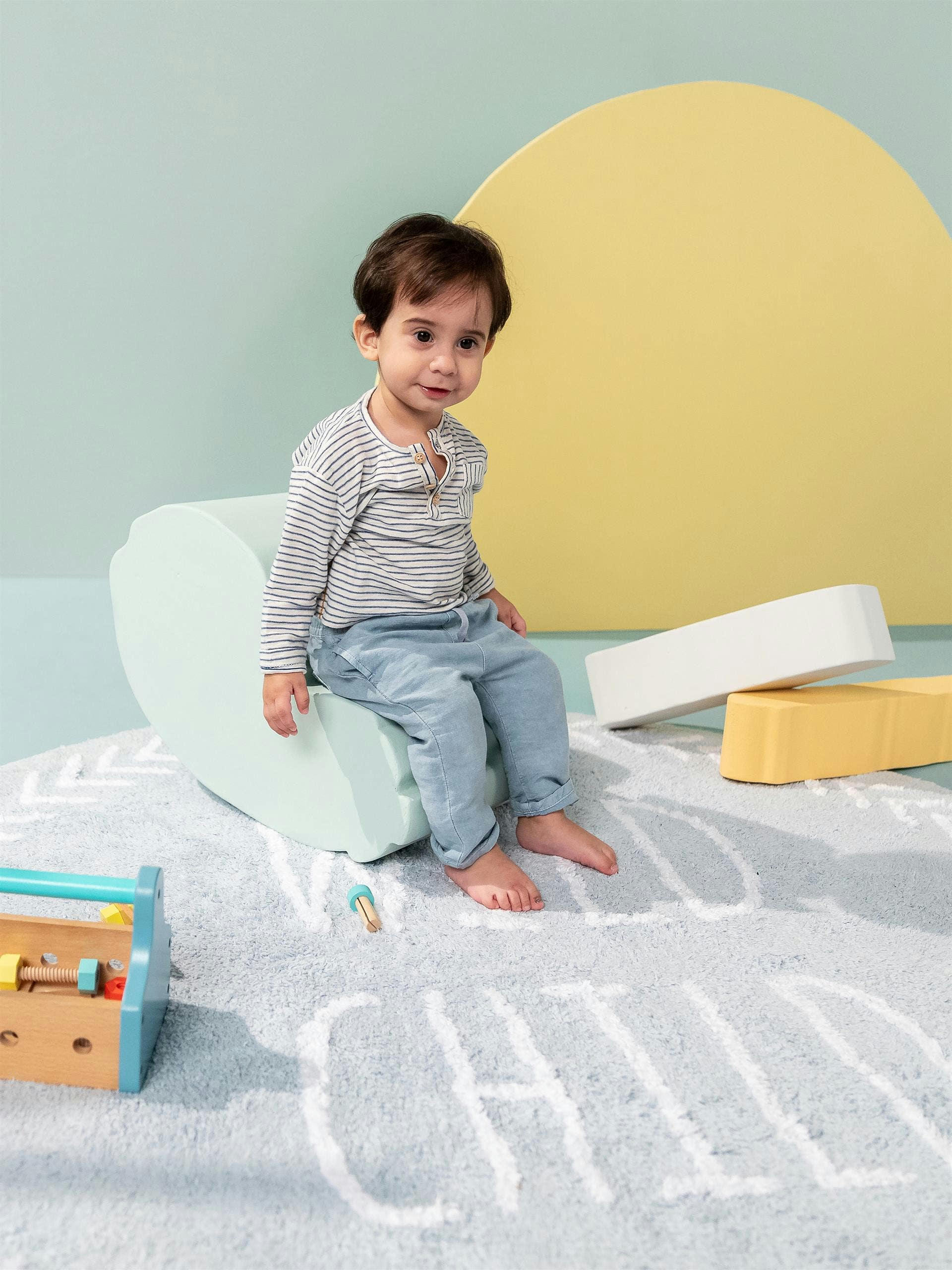 INKA - Tapis lavables pour enfants bleu clair D 150 rond
