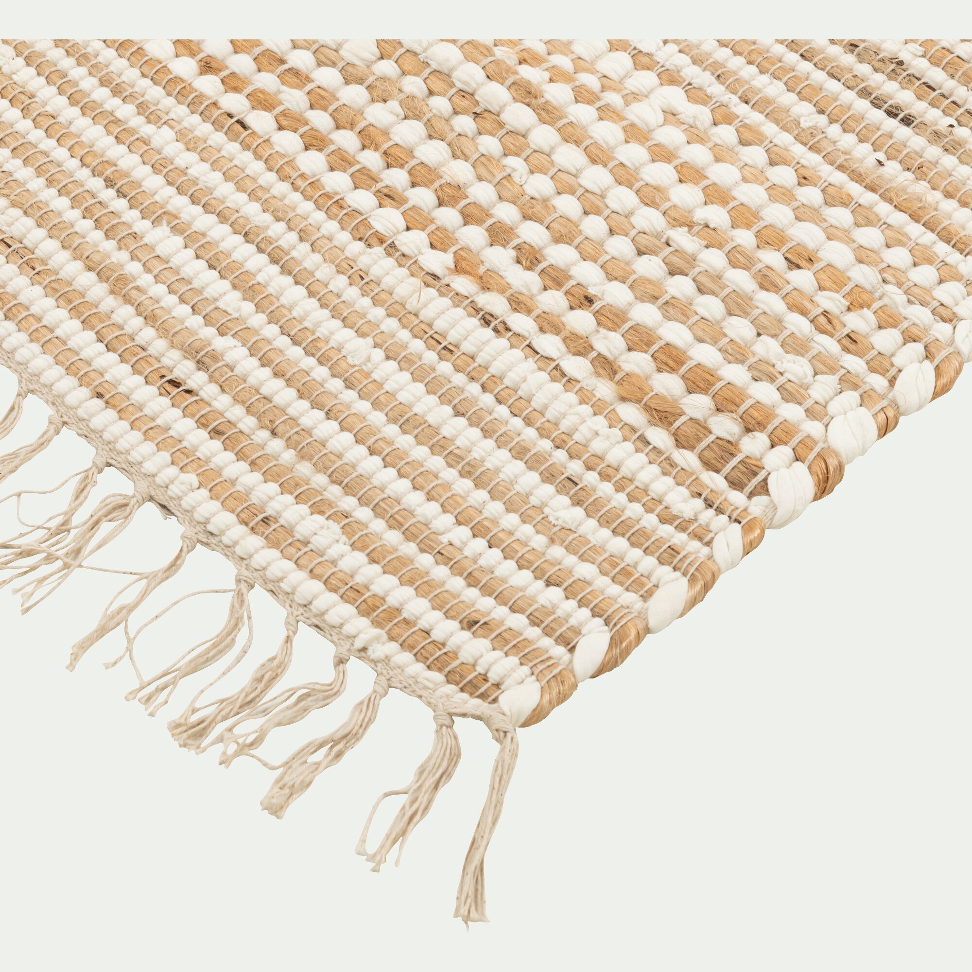 LIETO - Tapis en coton et jute finition franges 200x290 cm - naturel