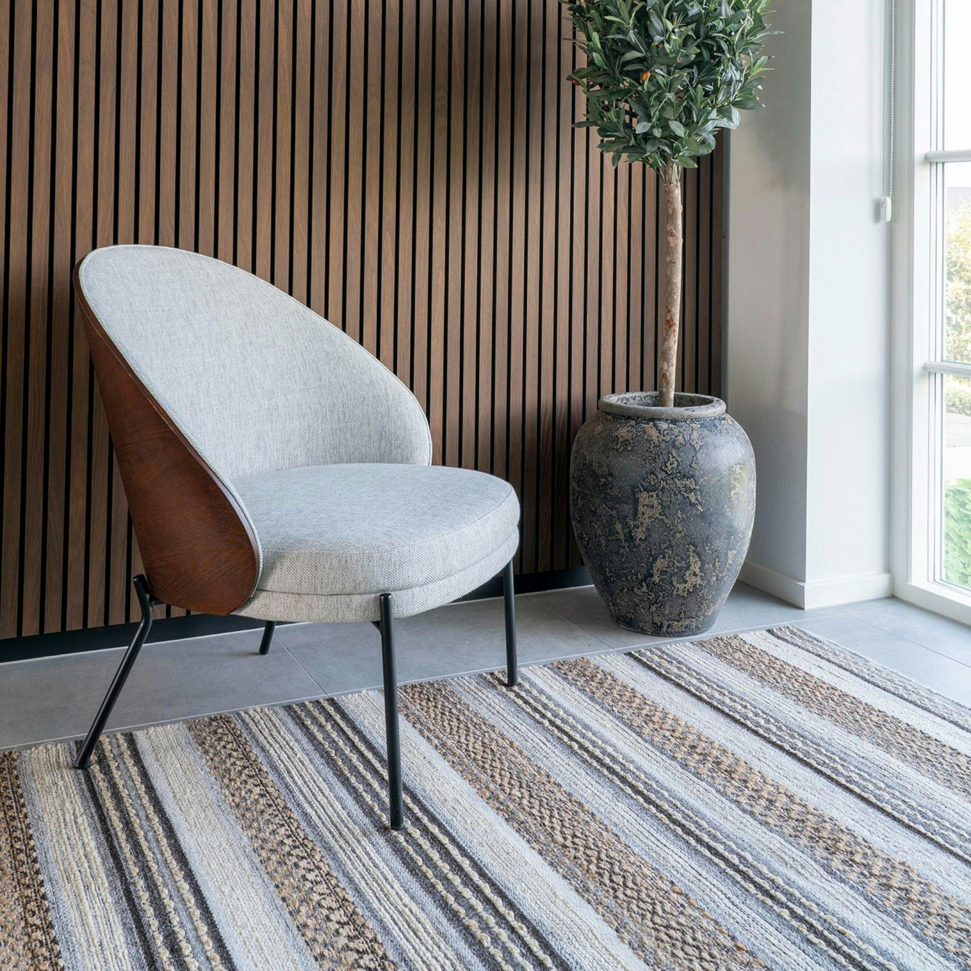 Tapis en jute et laine à motifs linéaires 200x300 cm FEZ