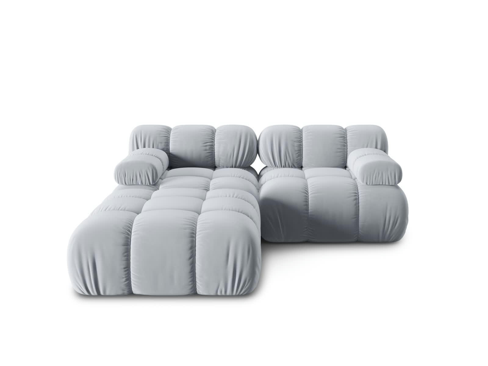 BELLIS - Canapé modulable 3 places en tissu velours bleu clair