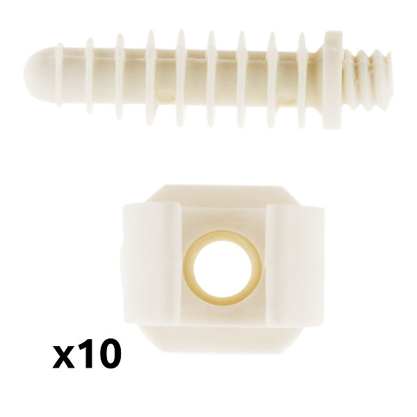 Lot de 10 clips avec chevilles diamètre 16mm - Blanc - Zenitech