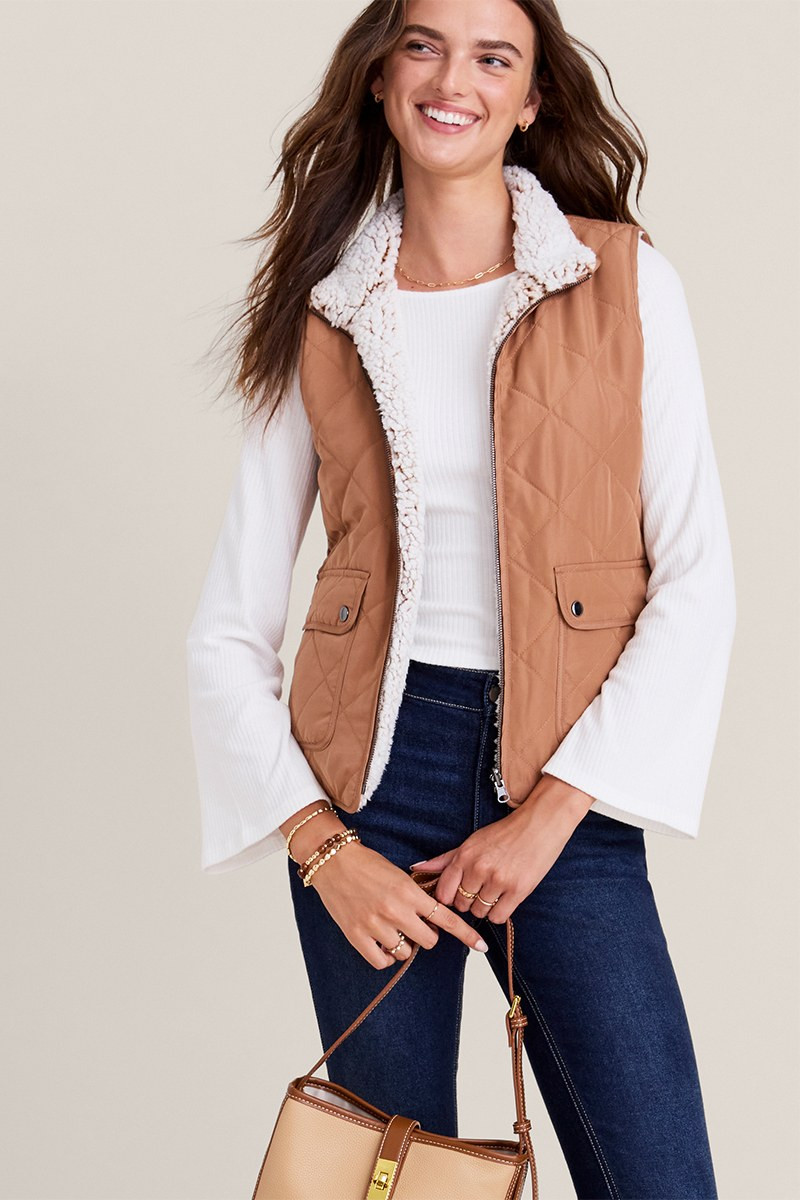 Tanya Reversible Quilted Fleece Vest
