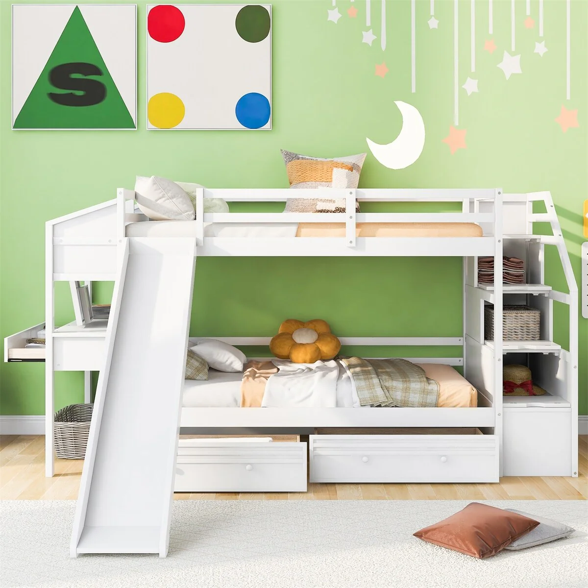 Merax Twin over Twin Bunk Bed with Desk