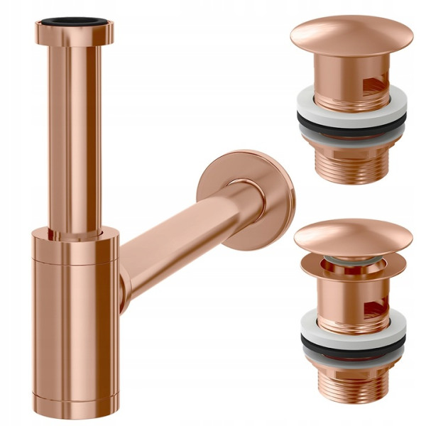 Syfon umywalkowy rose gold mosiężny klik klak ZP