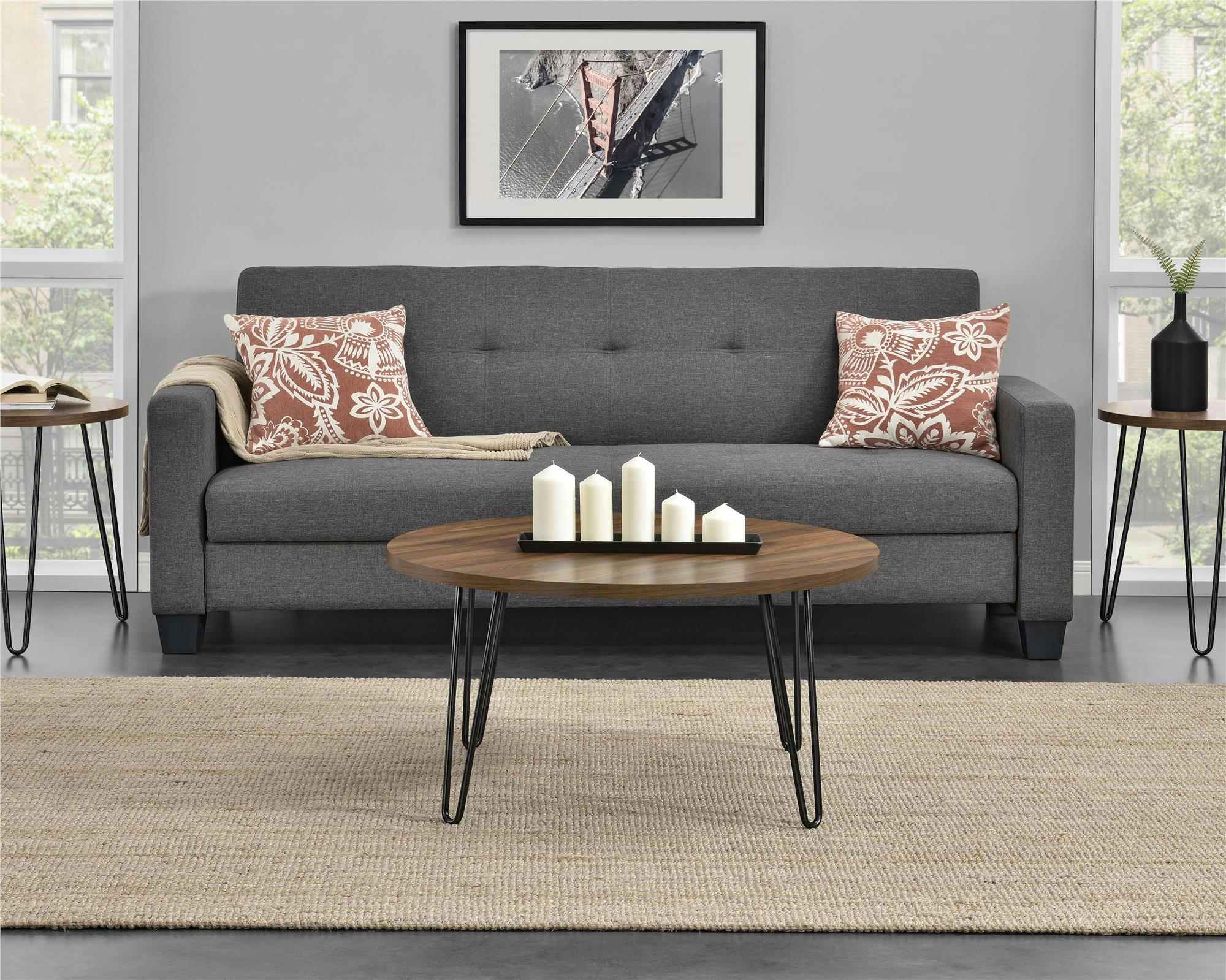 OWEN - Table d'appoint en panneaux de particules stratifié noyer