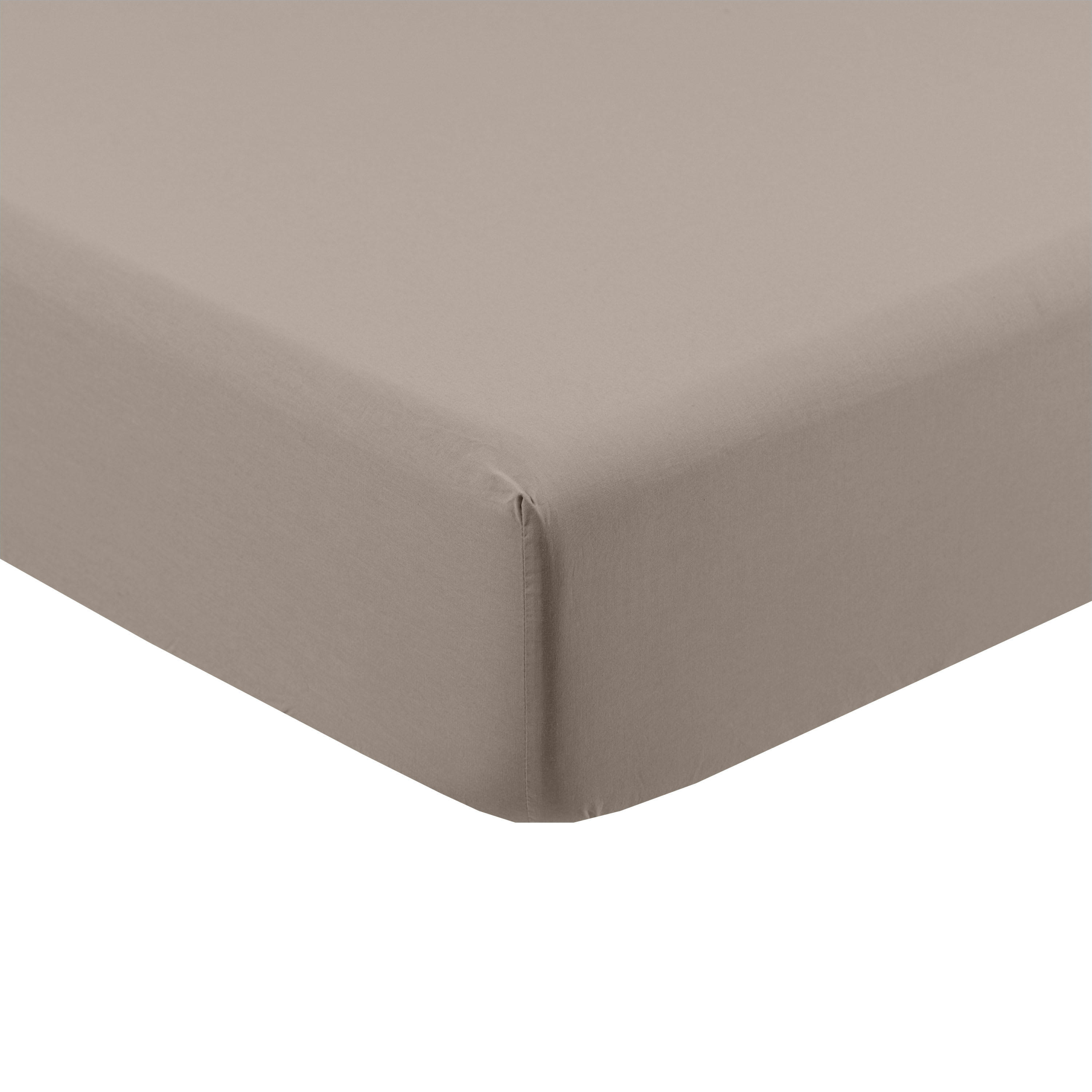 SONGE - Drap housse coton lavé uni beige 90 x 200 cm