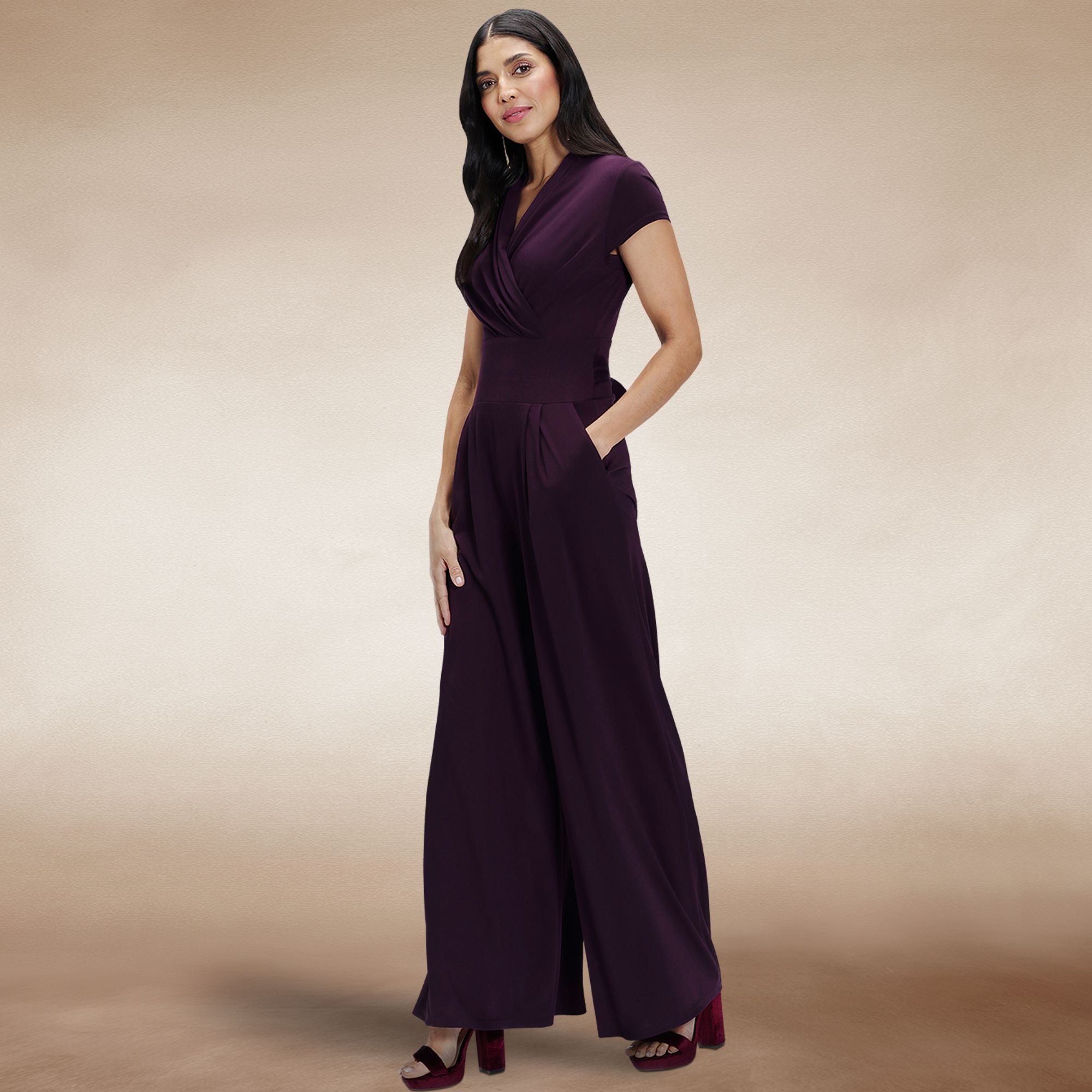 Hot Squash Cap Sleeved Wide Leg Jumpsuit