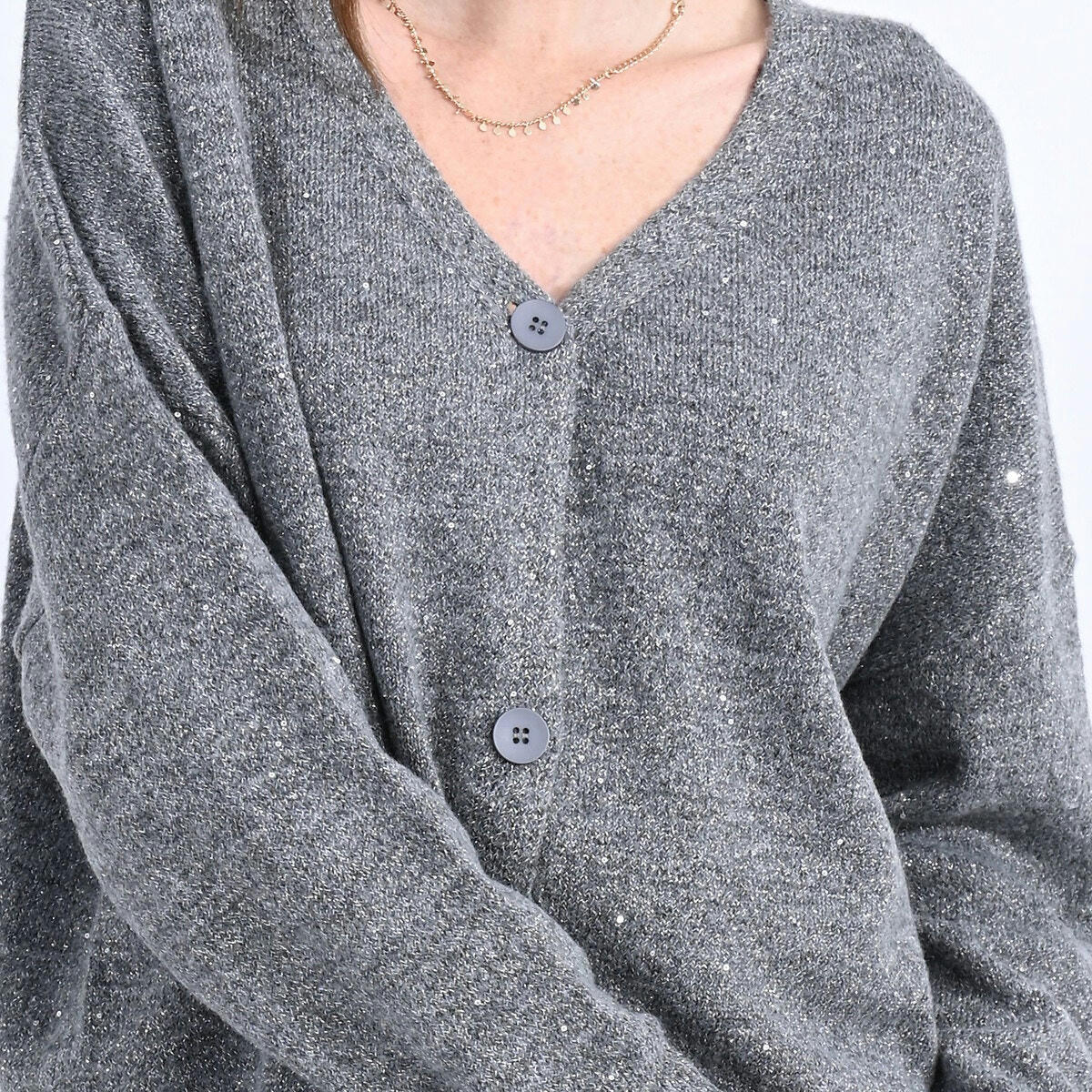 Gilet  boutonné col V pailleté
