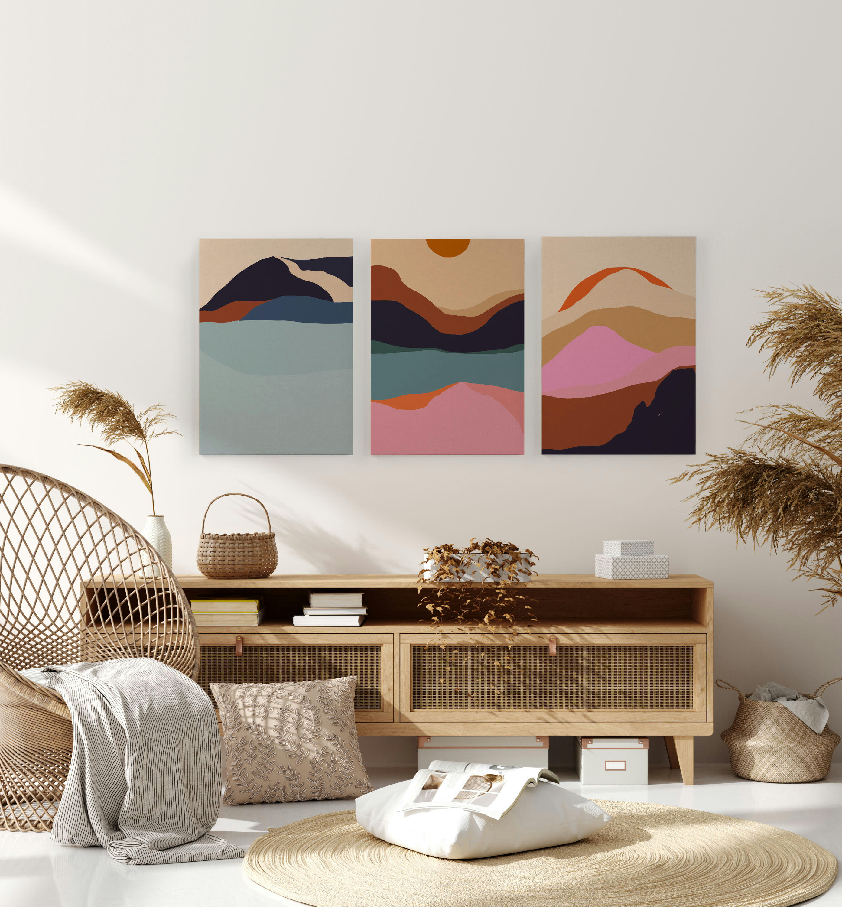 SUNSET IN THE MOUNTAINS - Peinture sur toile 60x40 imprimé HD Coucher soleil dans les montagnes
