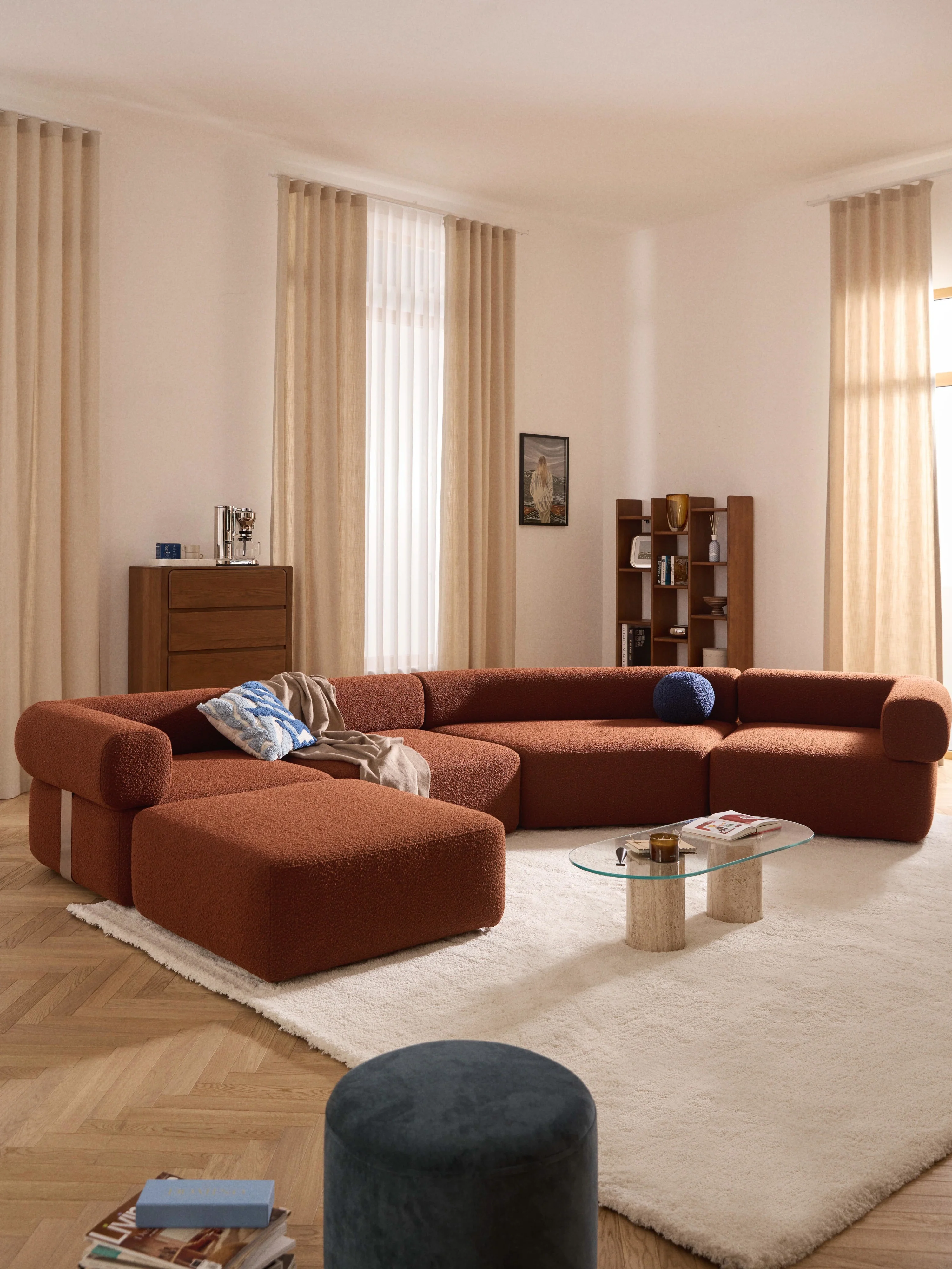 Rundes Bouclé-Eckmodul Anton