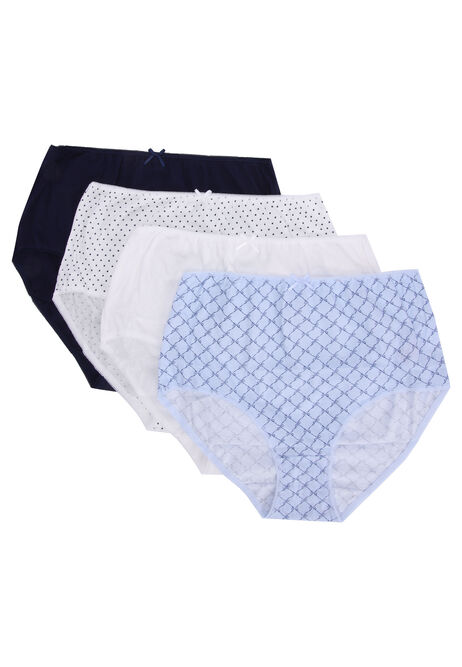 Womens 4pk Blue Bow Full Briefs