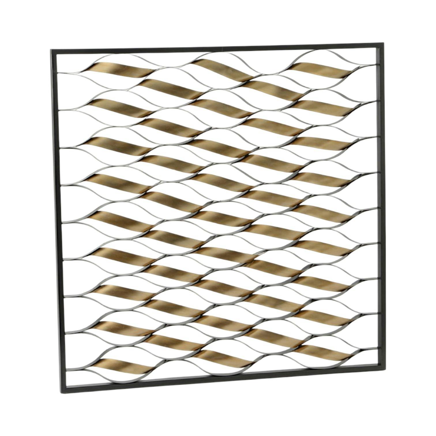 Décoration murale Spirales dorées dans cadre noir métal 90x90cm