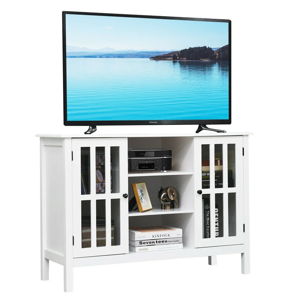 Gymax Wood TV Stand Entertainment Media Center Console for TV up to