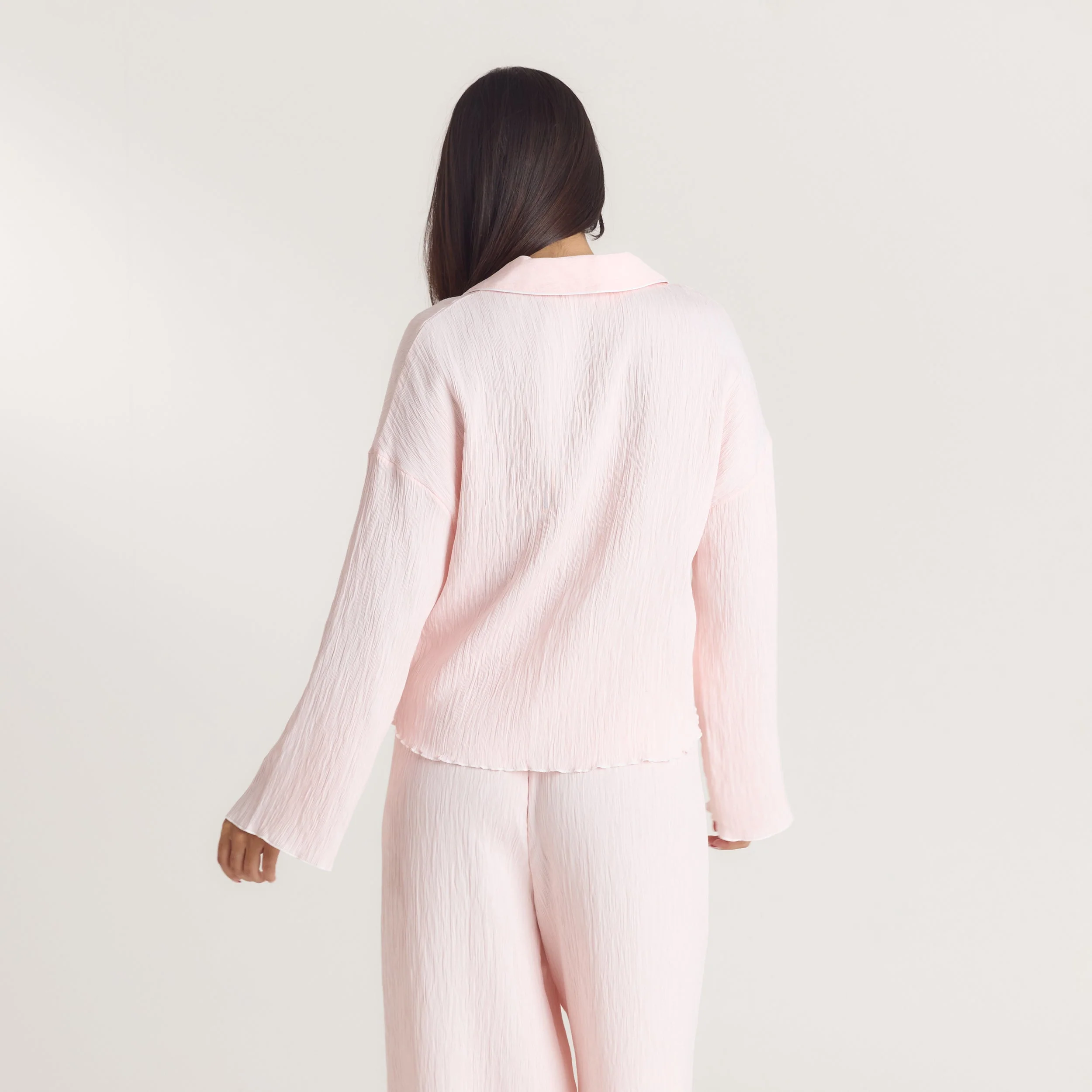Crinkle Pyjama Shirt - Pink
