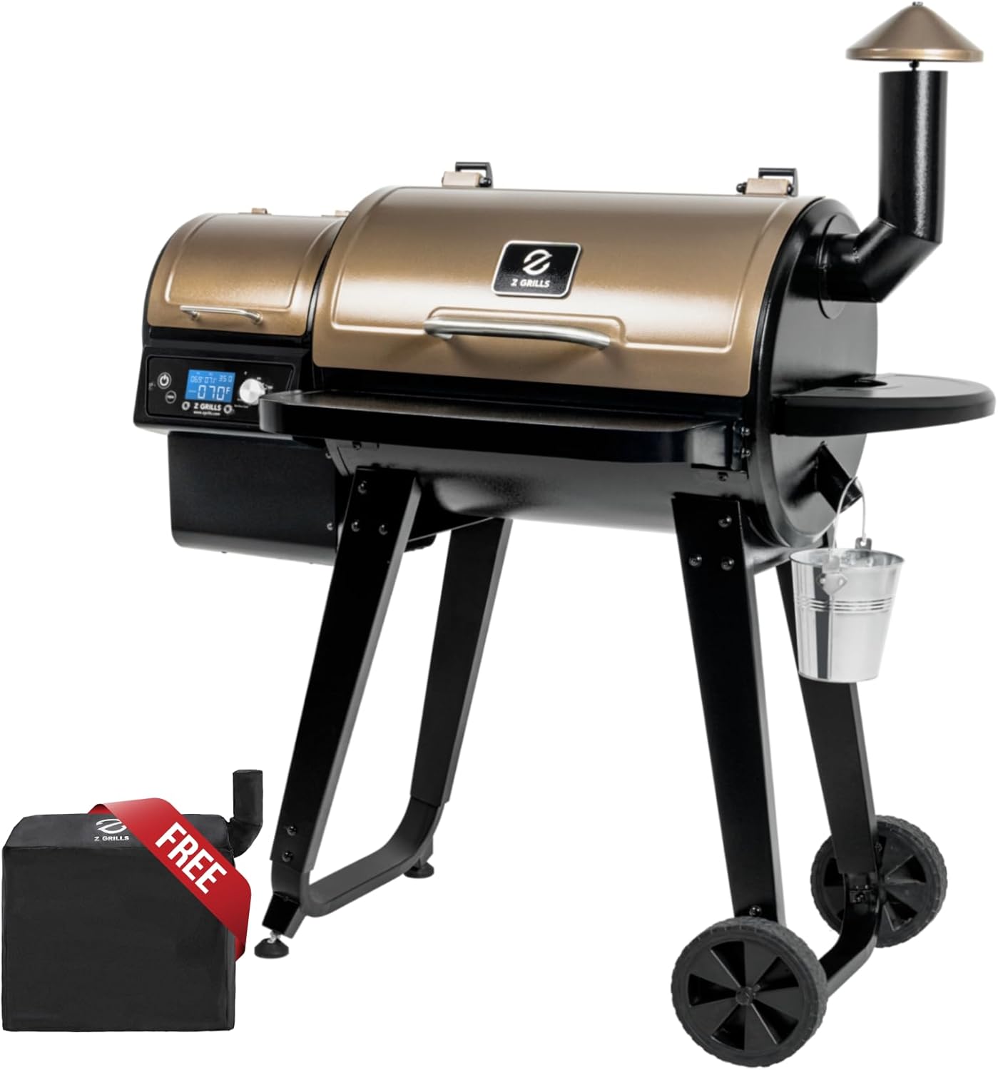 Z GRILLS ZPG-450A2 Wood Pellet Grill & Smoker  PID V3.0 Controller  459 Sq in Cook Area  Foldable Shelf  Meat Probe  Rain Cover  8 in 1 BBQ Grill Outdoor Auto Temperature Control  Bronze