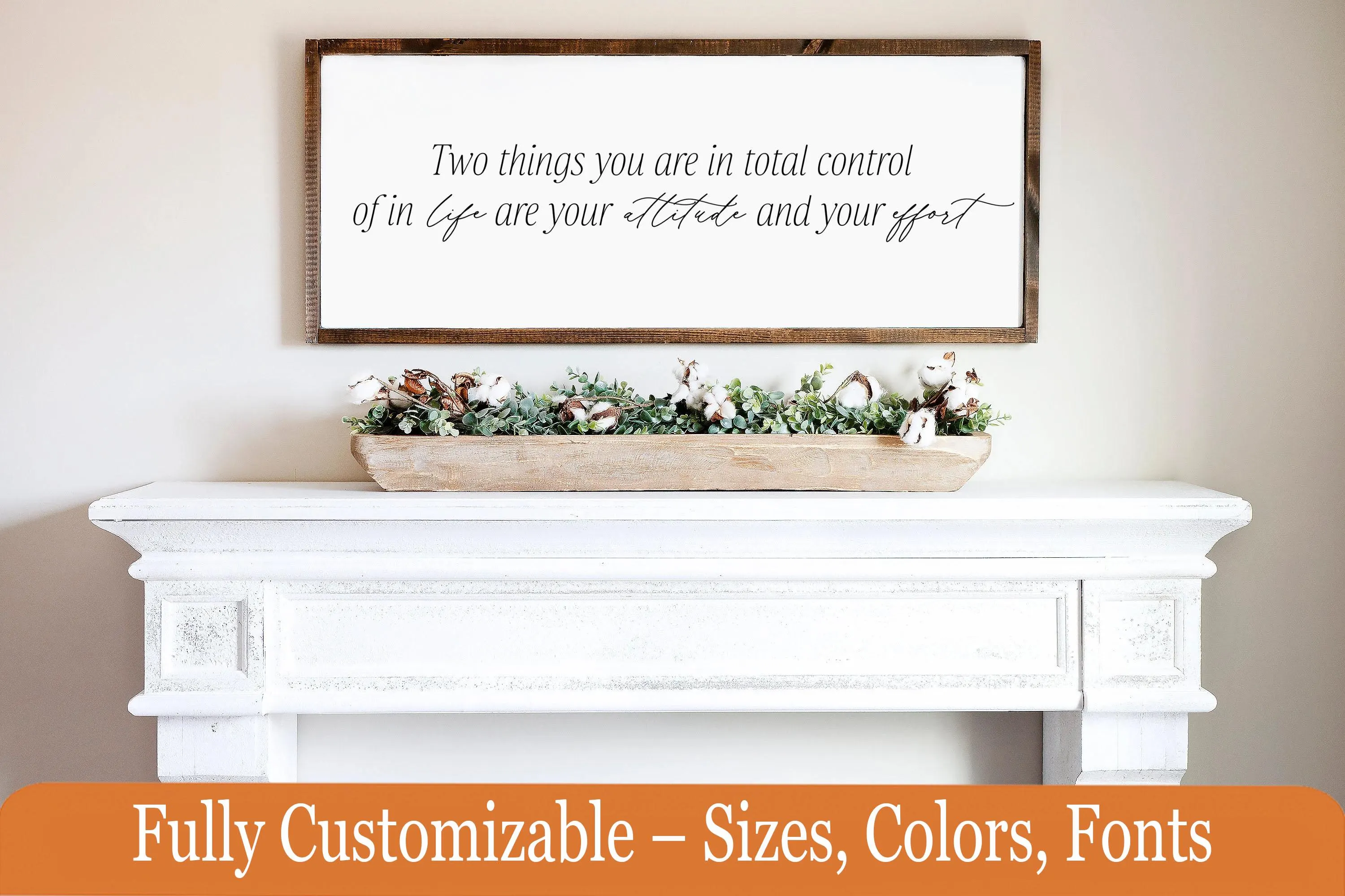 Attitude and Effort Sign – Motivational Wooden Wall Art – Rustic Home or Office Decor