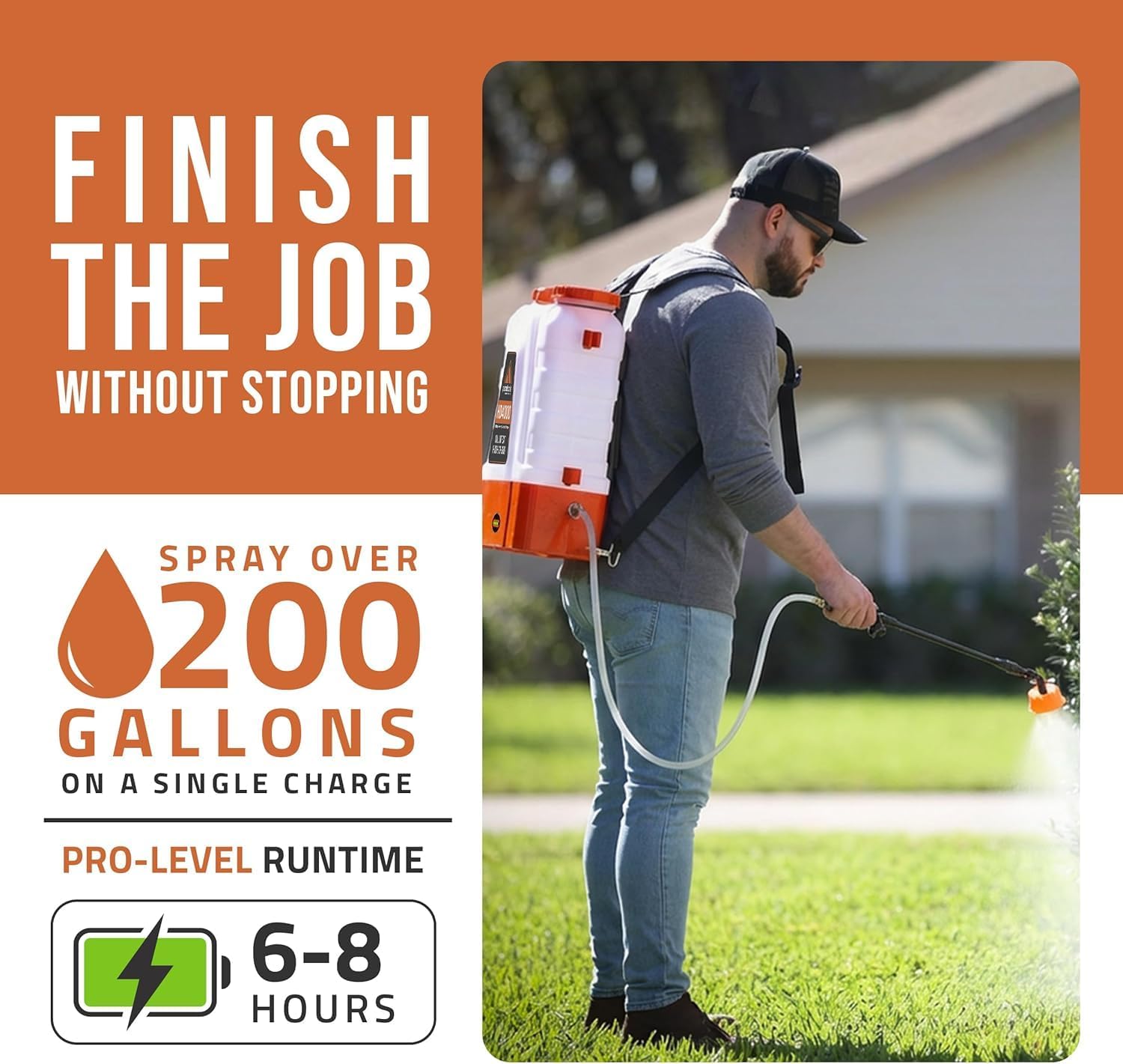 PetraTools Battery Powered Backpack Sprayer 4 Gallon - 6 Hours Long Battery Life & Padded Straps for Comfort - HD4000 Electric Backpack Garden Sprayer with 6 Spray Nozzles & 90PSI Adjustable Pressure