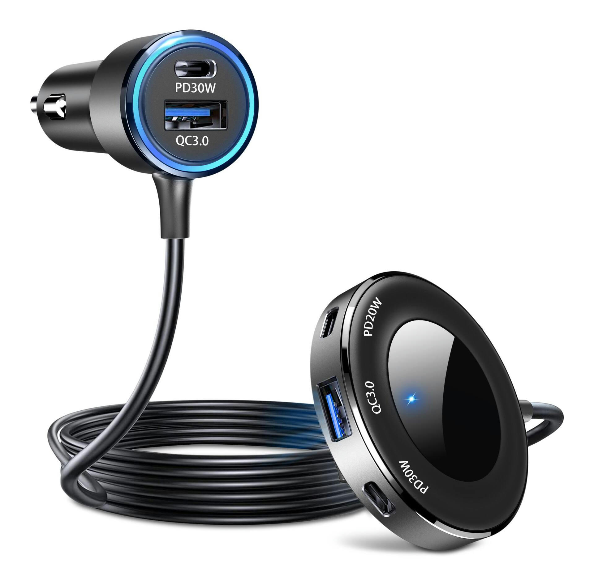 Bluehive 2-Port + 3-Port Wireless Hub Car Charger, Black