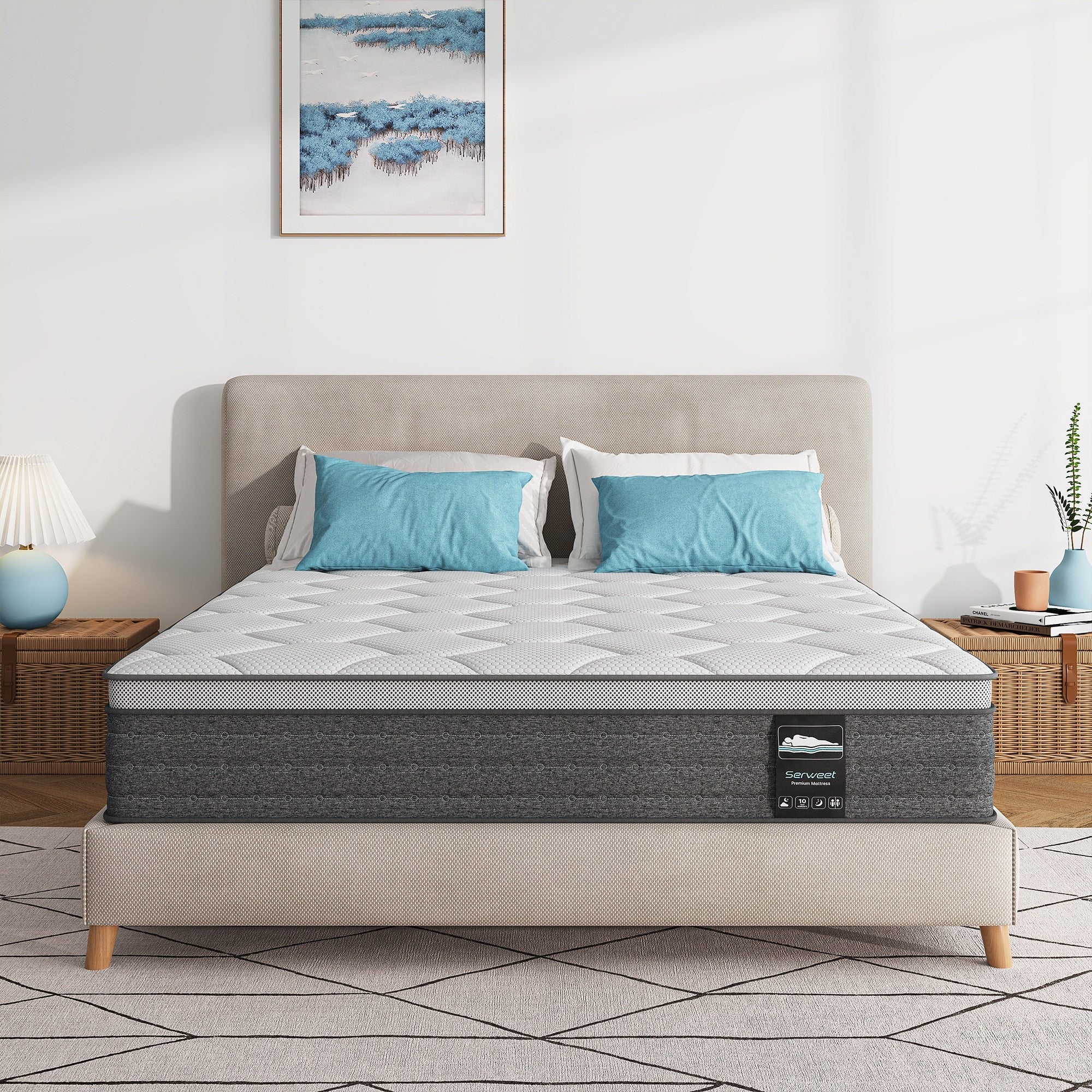 Queen Mattress,10 Inch Hybrid Memory Foam Mattress,Different Color Optional